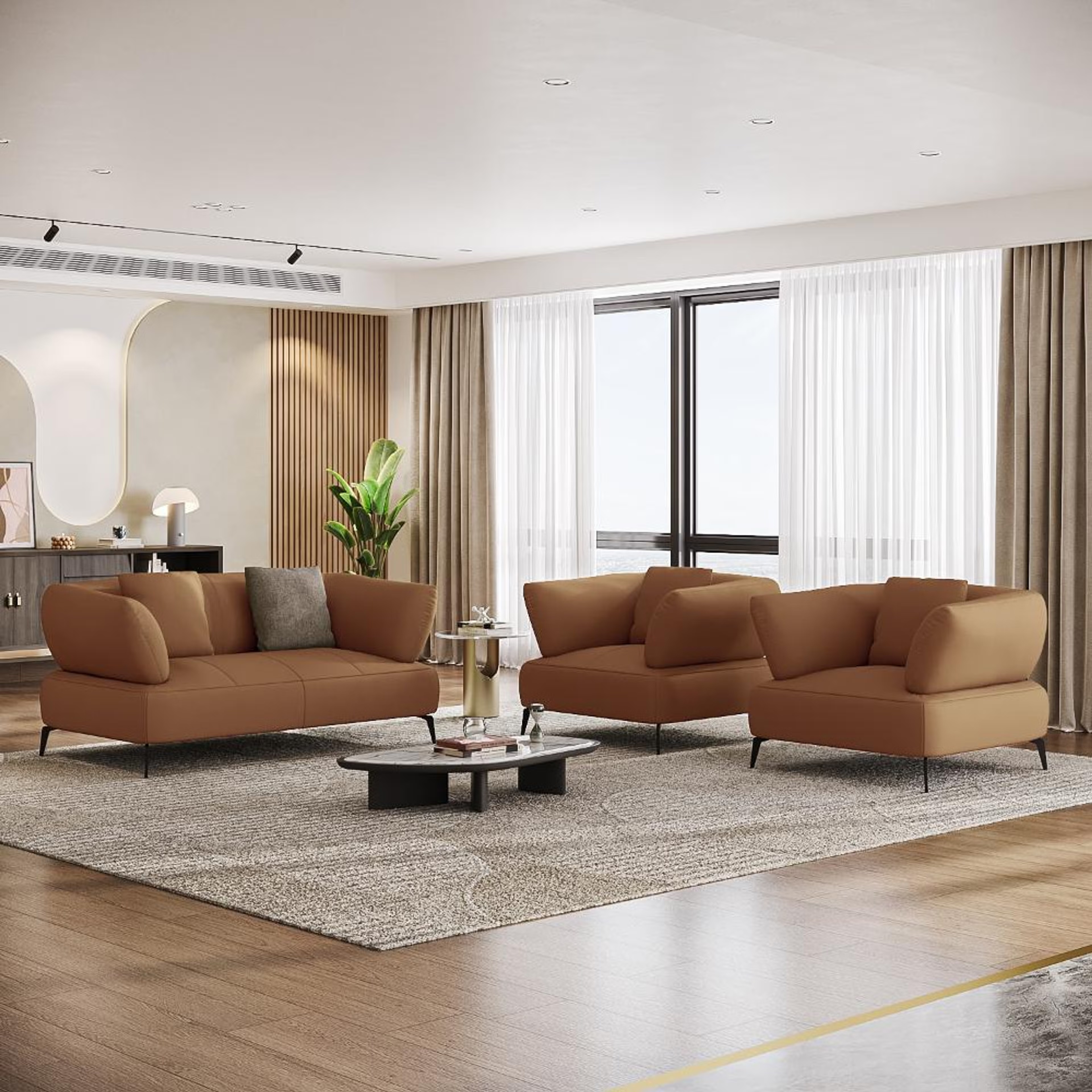 Home 25 Wakefit Nauru Sofa Set (2+1+1) Seater Regular, Set (2+1+1), Brown