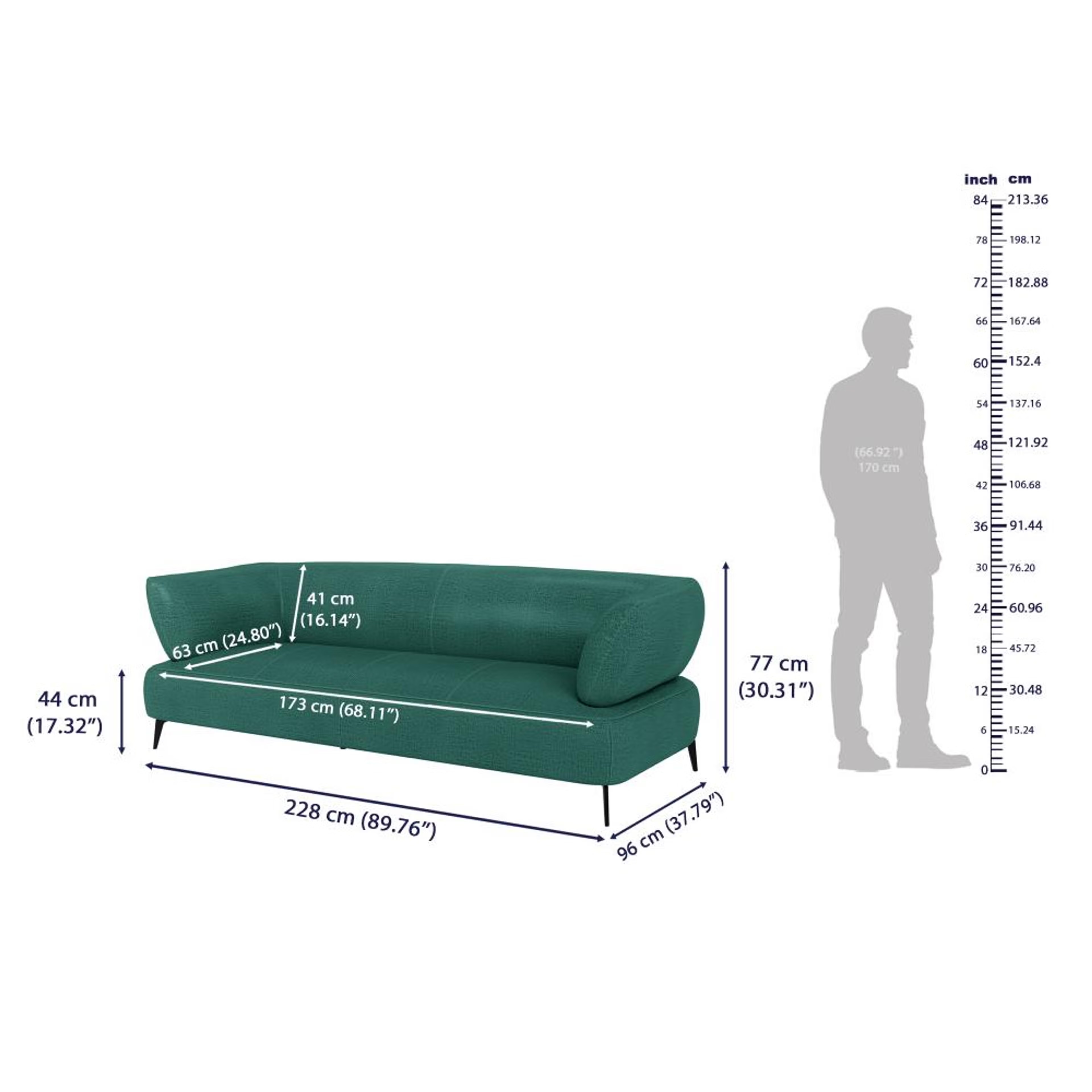 Wakefit Nauru Sofa Set (3+2) Seater Regular, Set (3+2), Aqua Blue 8 Wakefit Nauru Sofa Set (3+2) Seater Regular, Set (3+2), Aqua Blue