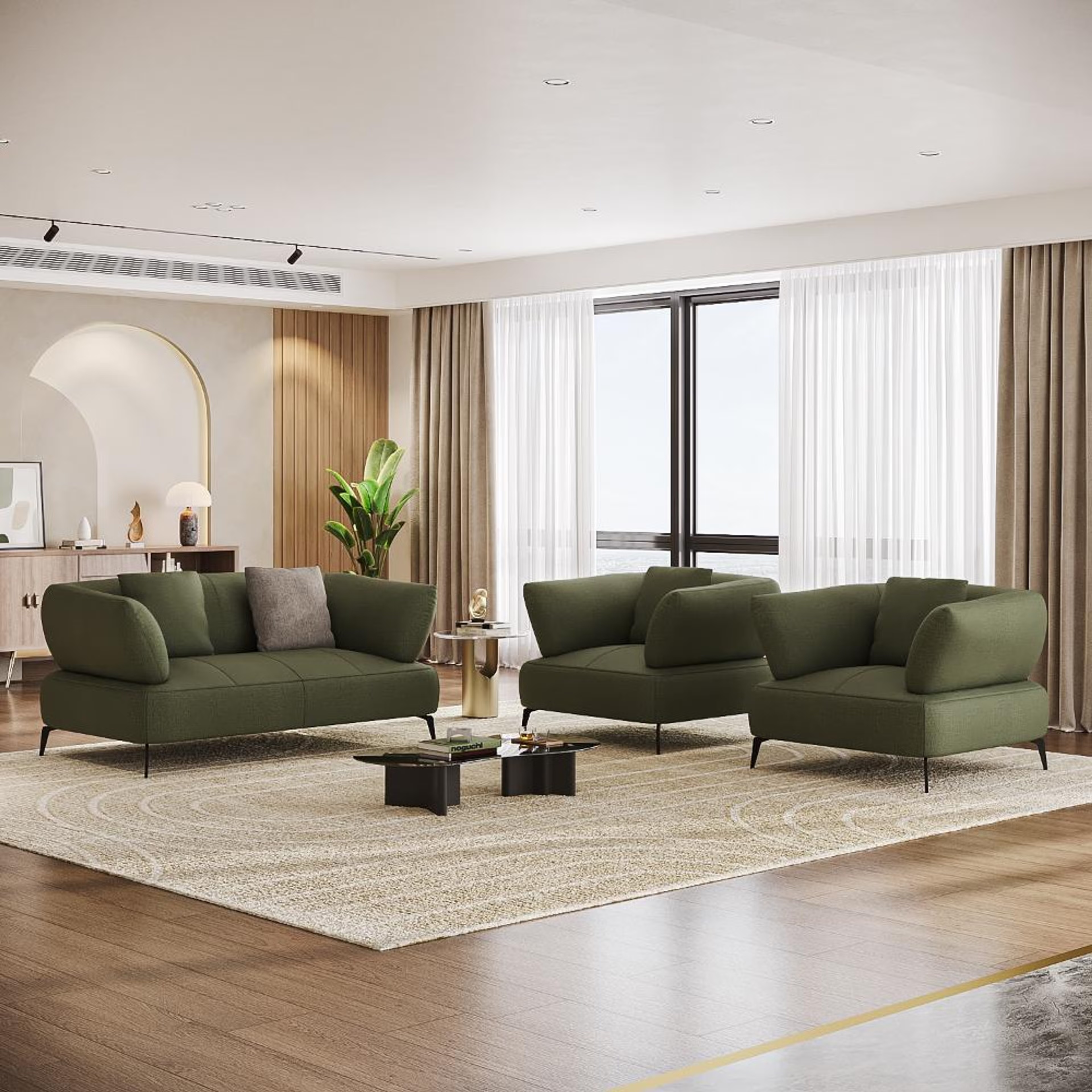 Home 25 Wakefit Nauru Sofa Set (2+1+1) Seater Regular, Set (2+1+1), Green