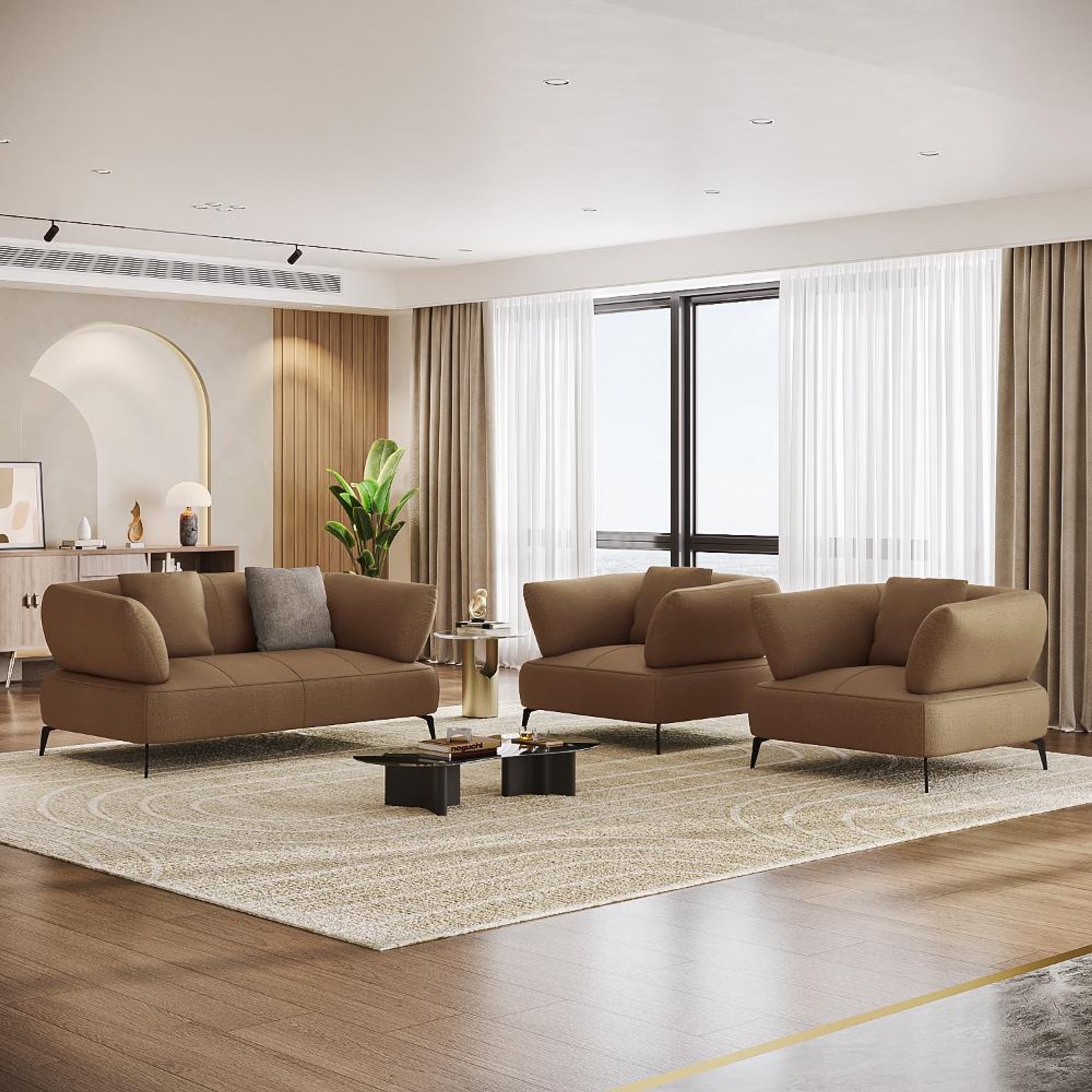 Home 35 Wakefit Nauru Sofa Set (2+1+1) Seater Regular, Set (2+1+1), Mocha Brown