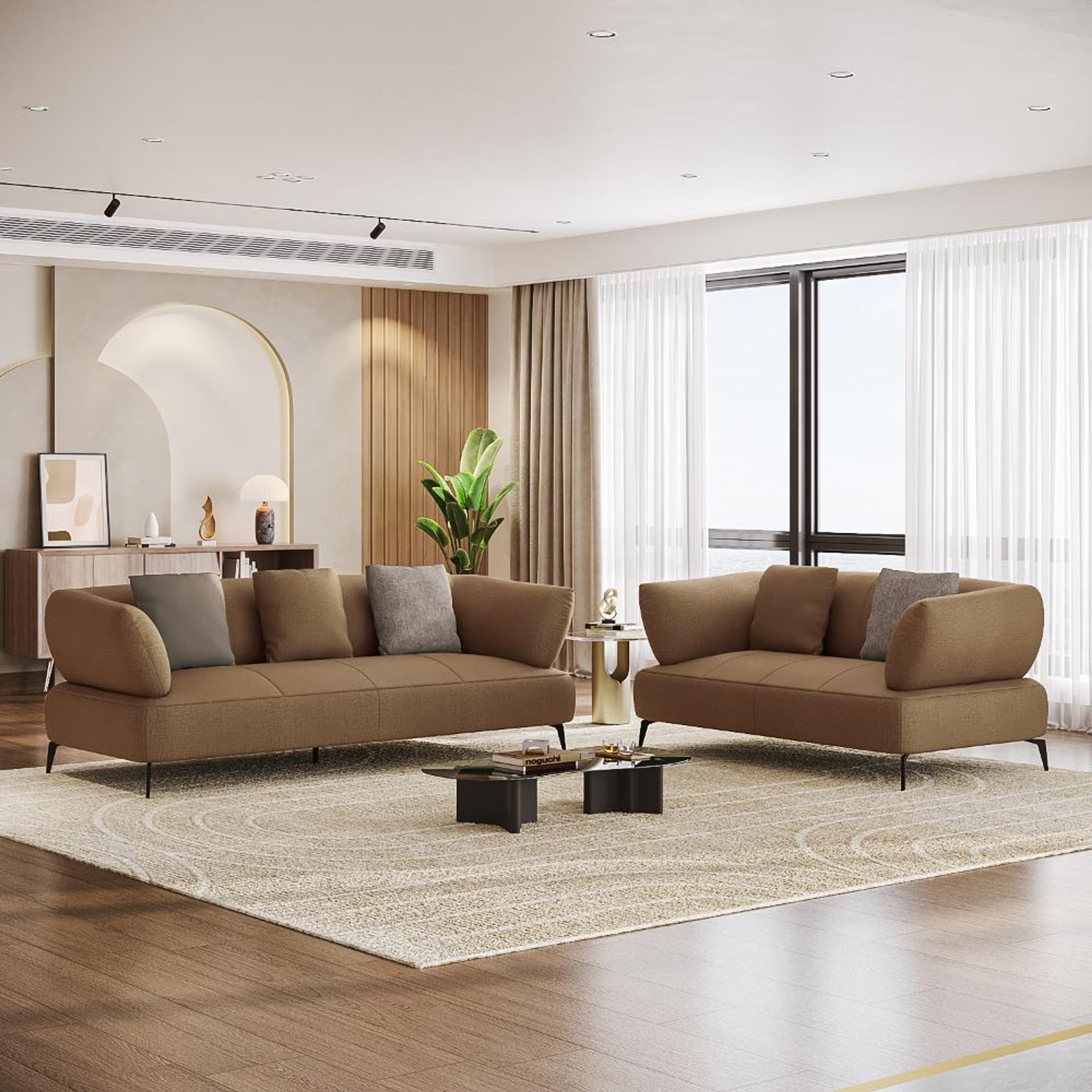Wakefit Nauru Sofa Set (3+2) Seater Regular, Set (3+2), Mocha Brown
