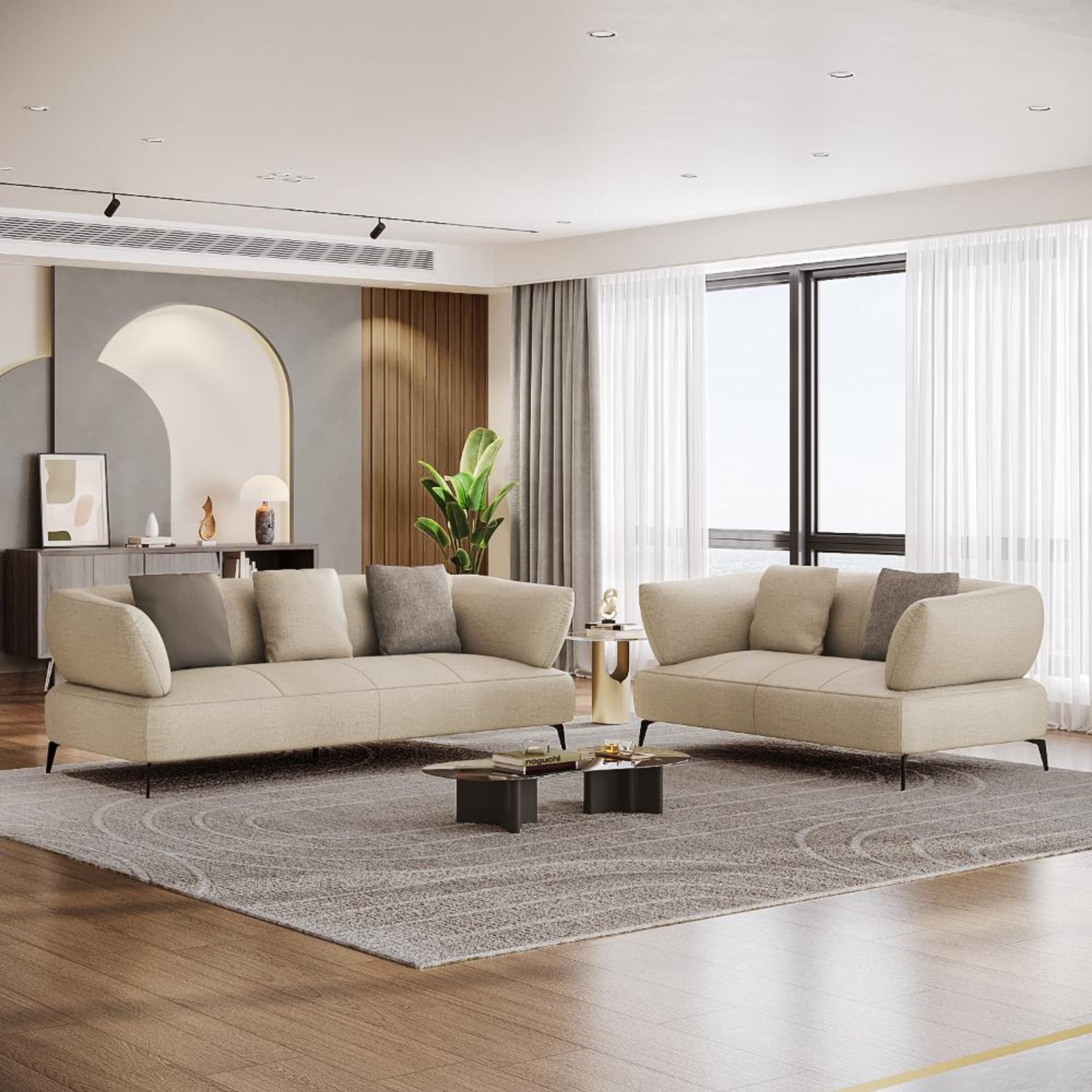 Home 45 Wakefit Nauru Sofa Set (3+2) Seater Regular, Set (3+2), White