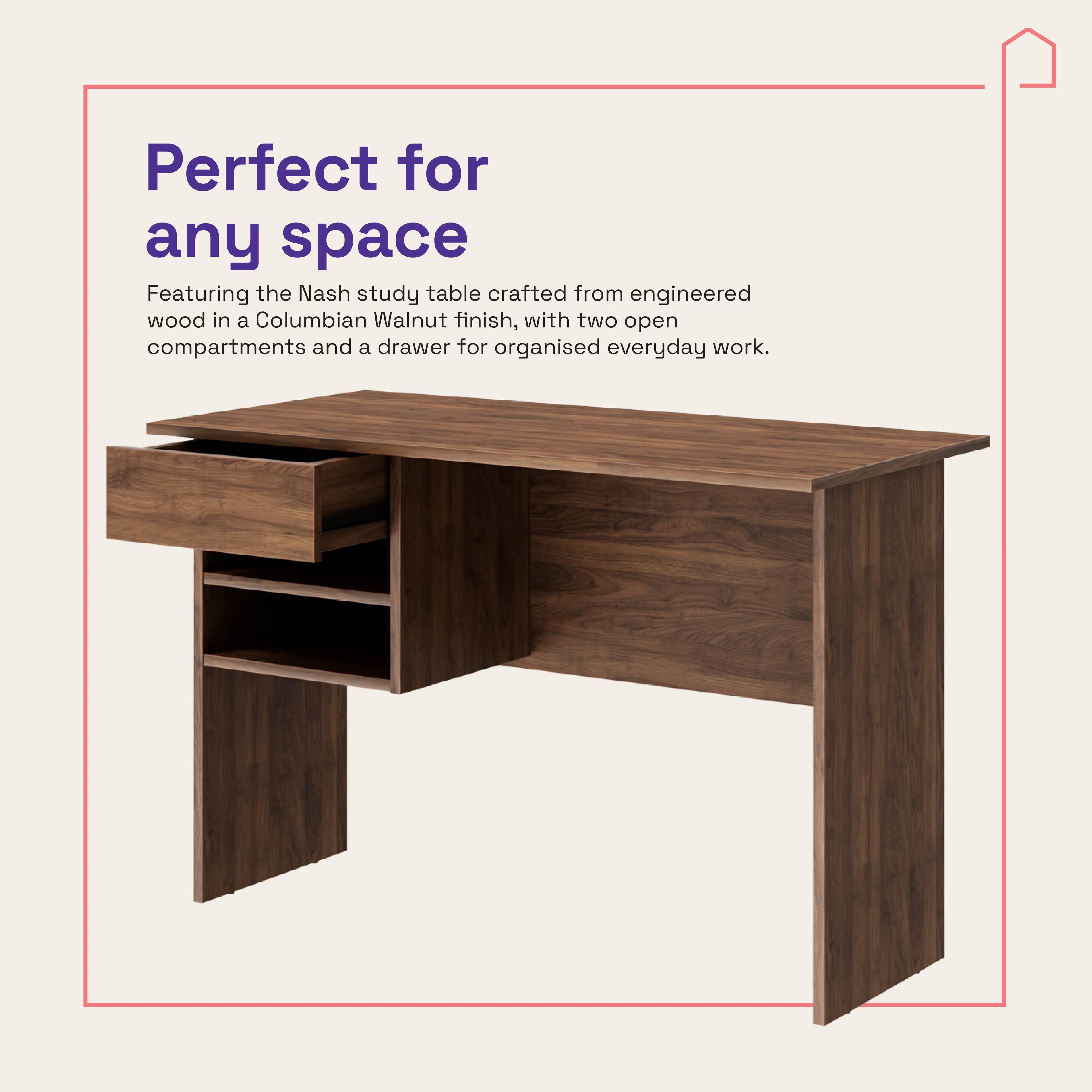 Wakefit Nash Study Table Columbian Walnut 4 Wakefit Nash Study Table Columbian Walnut