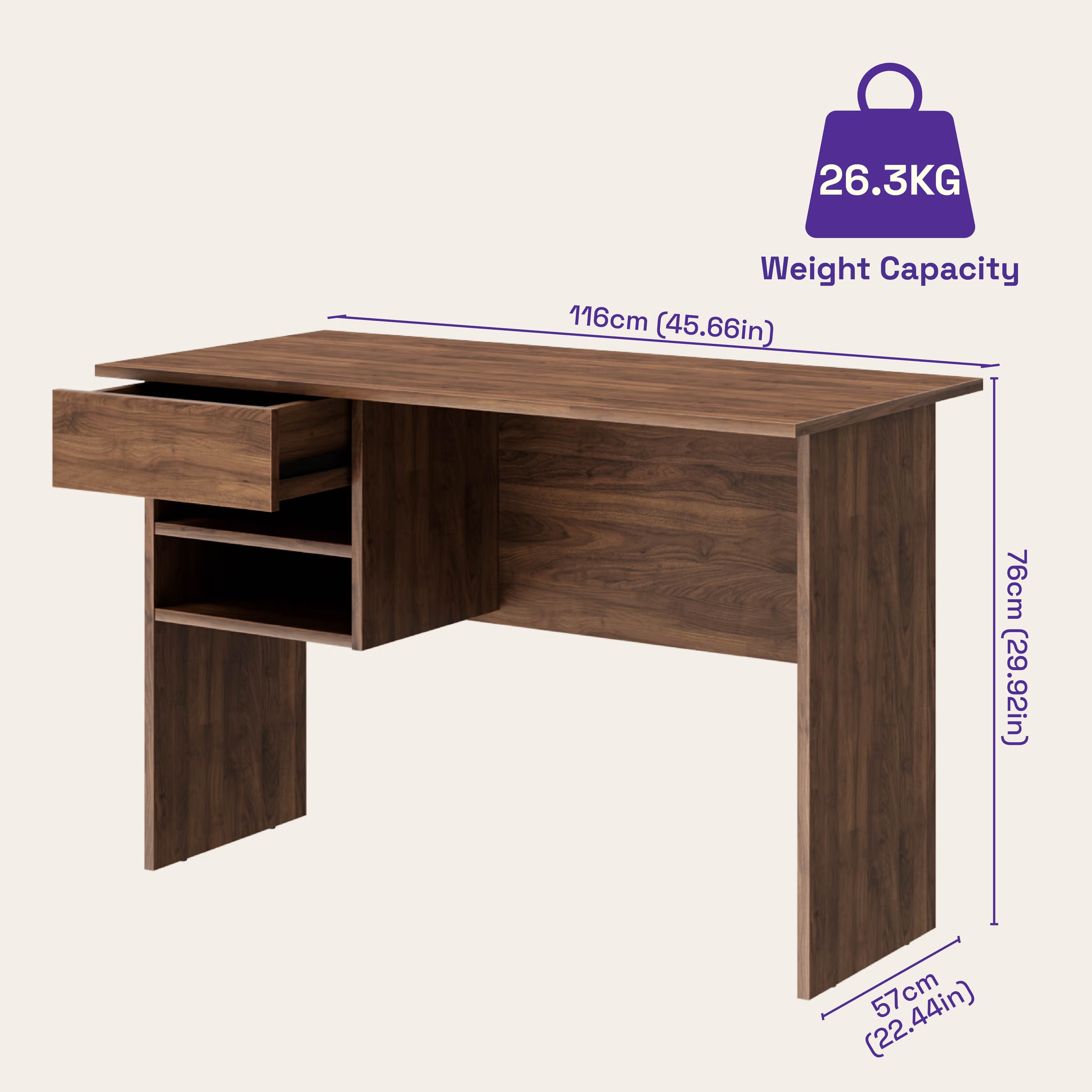 Wakefit Nash Study Table Columbian Walnut 7 Wakefit Nash Study Table Columbian Walnut