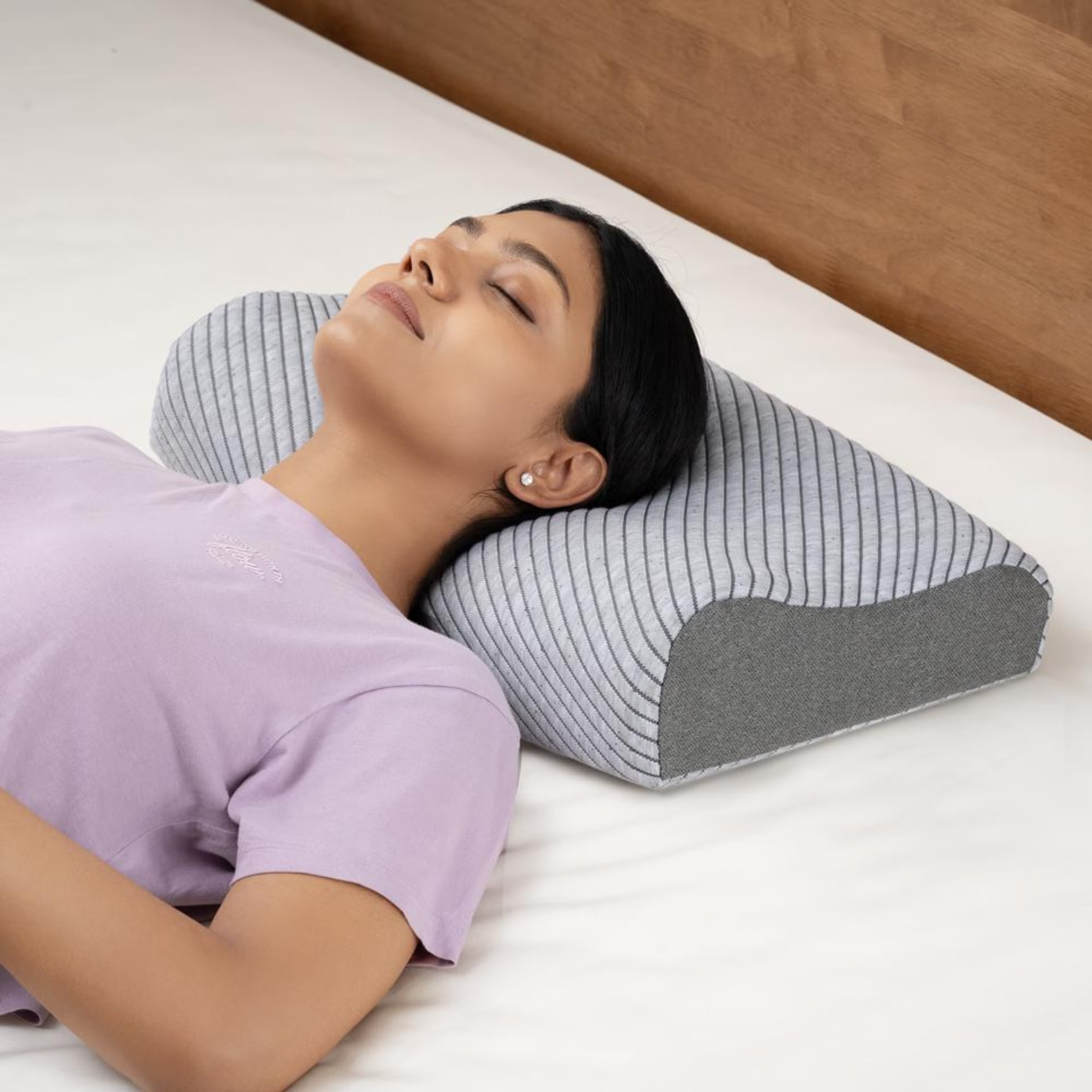 Shape Sensing Contour Pillow | Set of 2 | Memory Foam | 19.5x11.5x4 Inch | Reduces Neck & Shoulder Pain | Light Grey Set of 2, Light Grey