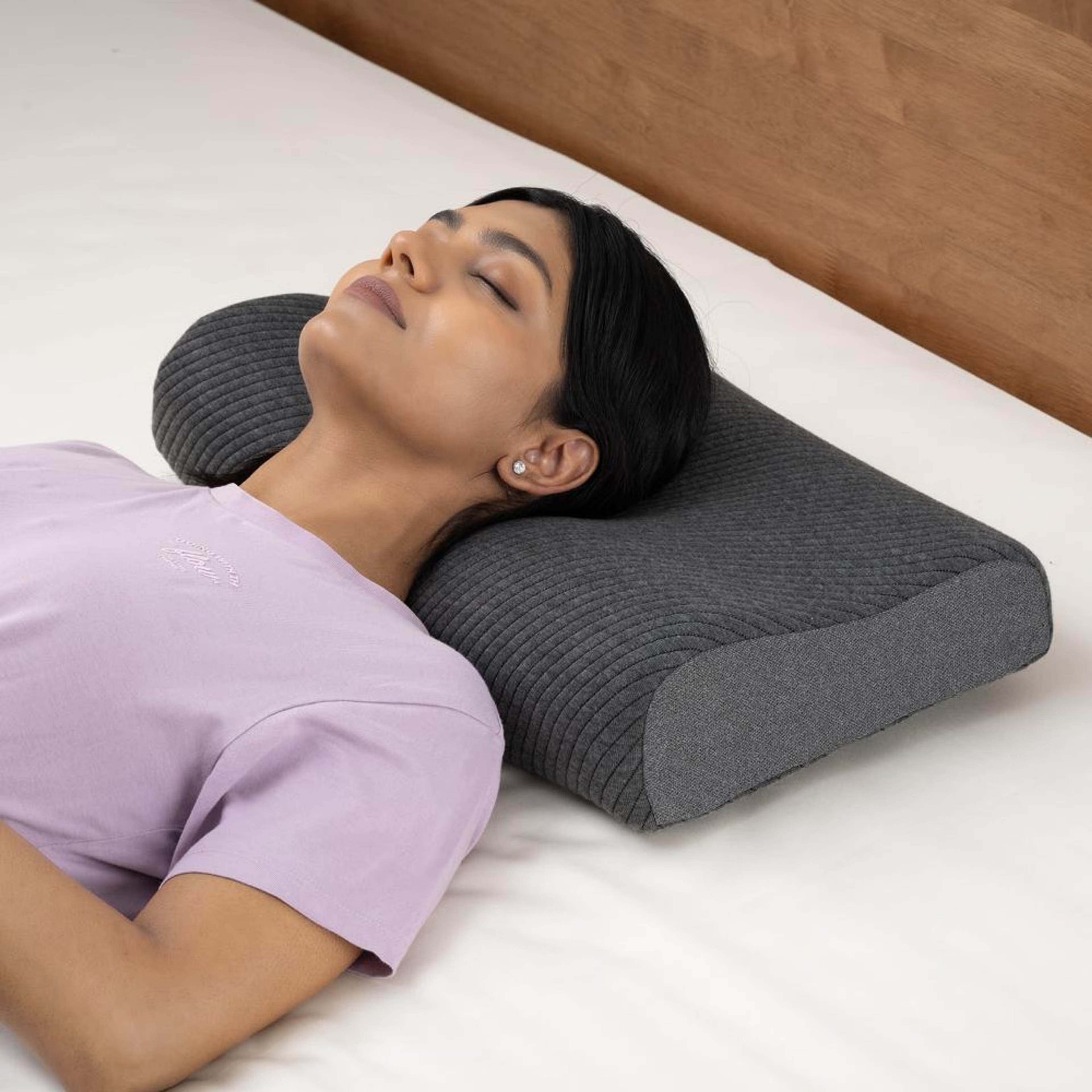 Shape Sensing Contour Pillow | Set of 2 | Memory Foam | 19.5x11.5x4 Inch | Reduces Neck & Shoulder Pain | Dark Grey Set of 2, Dark Grey