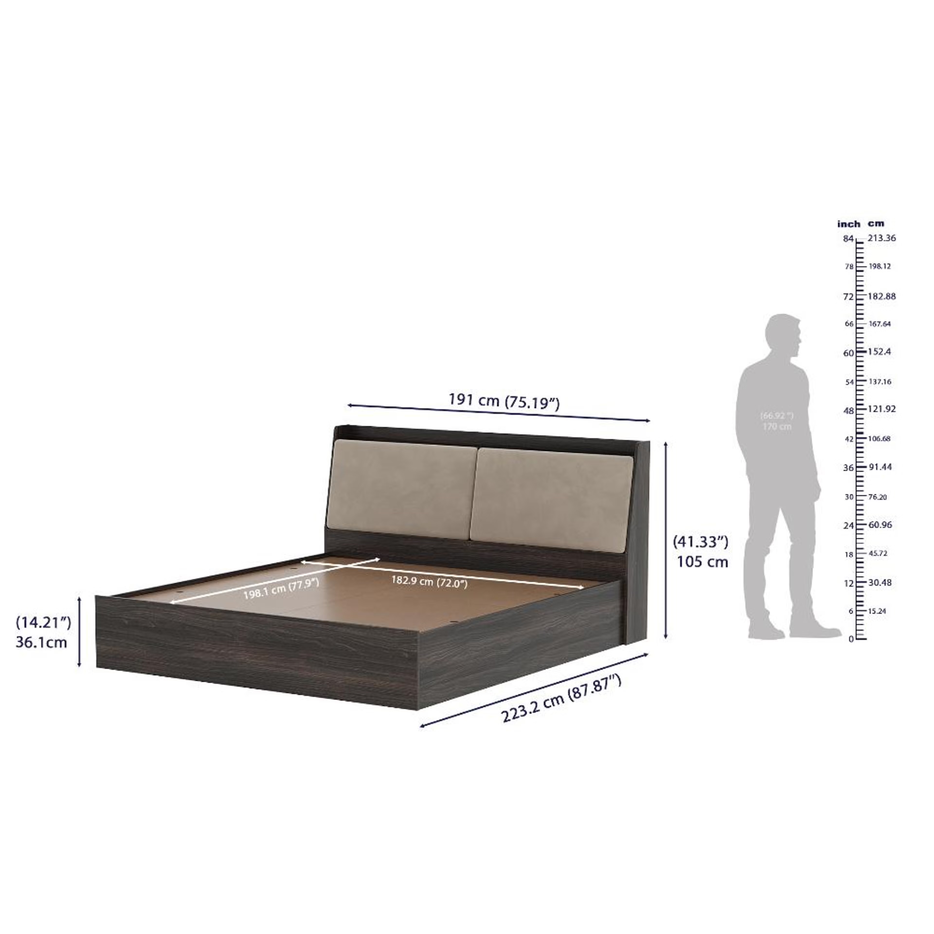 Wakefit Mars Upholstered Headboard storage Bed Wyoming maple - King Size - Velvet tuscan tan King - 78" x 72 7 Wakefit Mars Upholstered Headboard storage Bed Wyoming maple - King Size - Velvet tuscan tan King - 78" x 72\