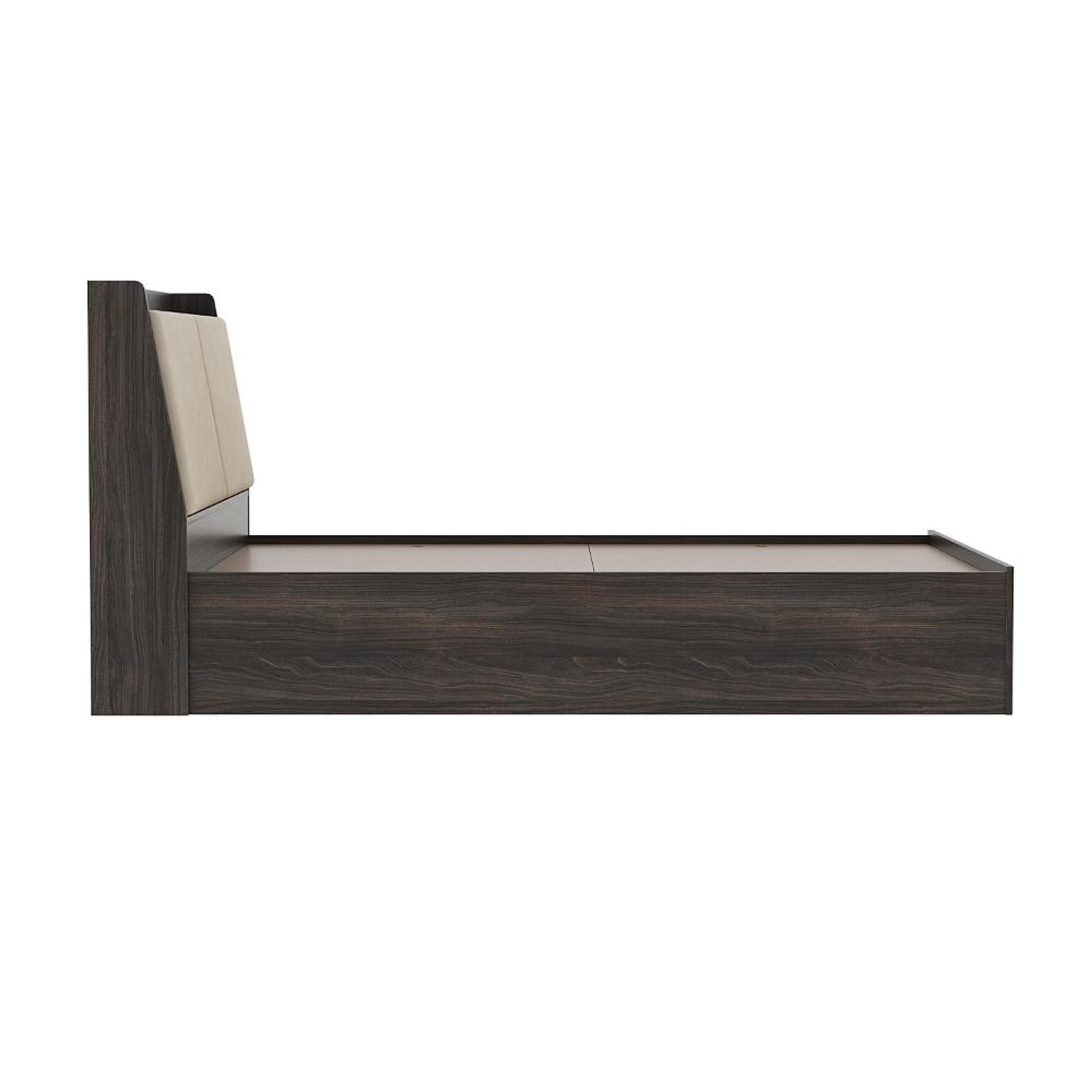 Home 43 Wakefit Mars Upholstered Headboard storage Bed Wyoming maple - Queen Size - Velvet tuscan tan Queen - 78" x 60\
