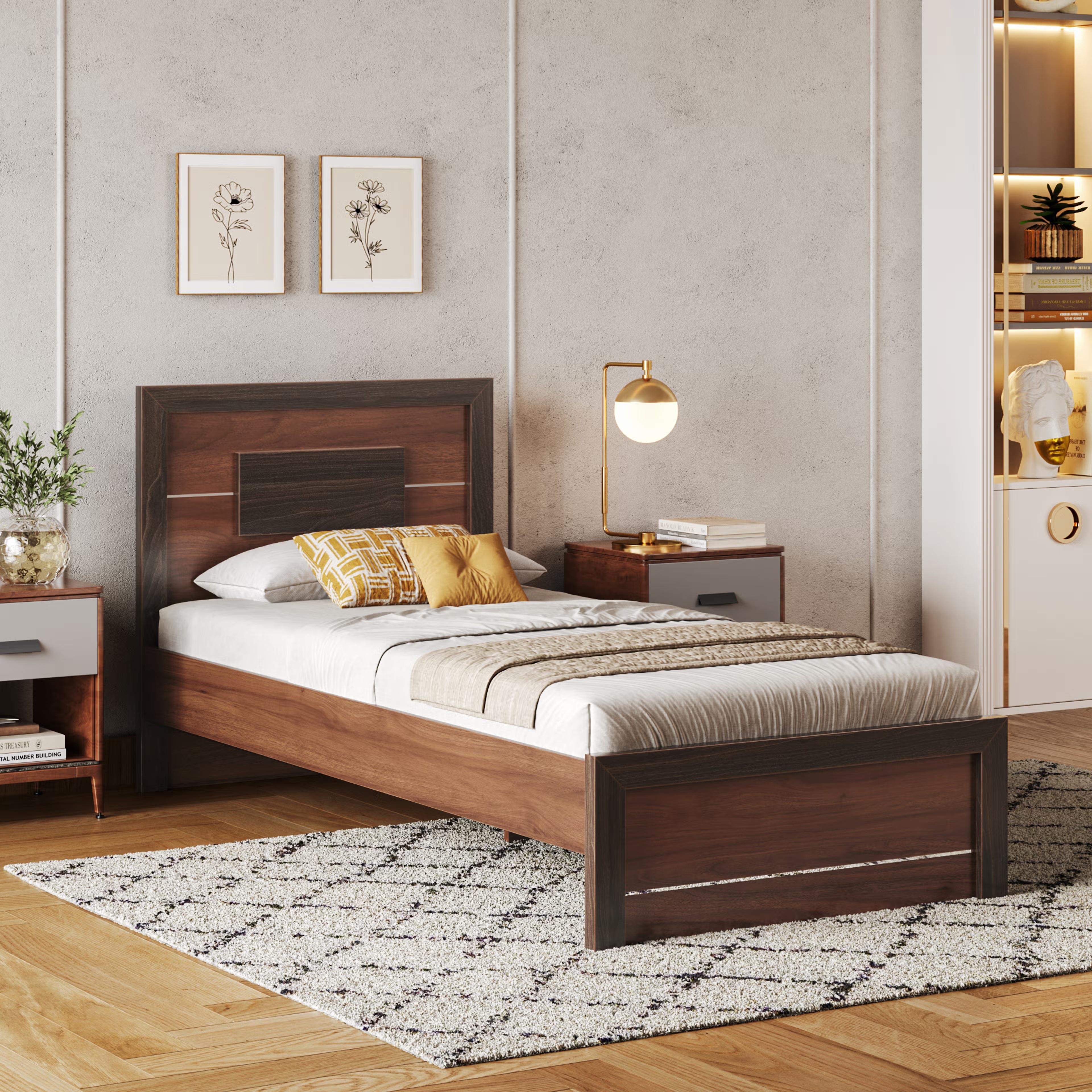 Wakefit Nyra Single Engineered Wood Bed Without Storage Single - 78" x 36\