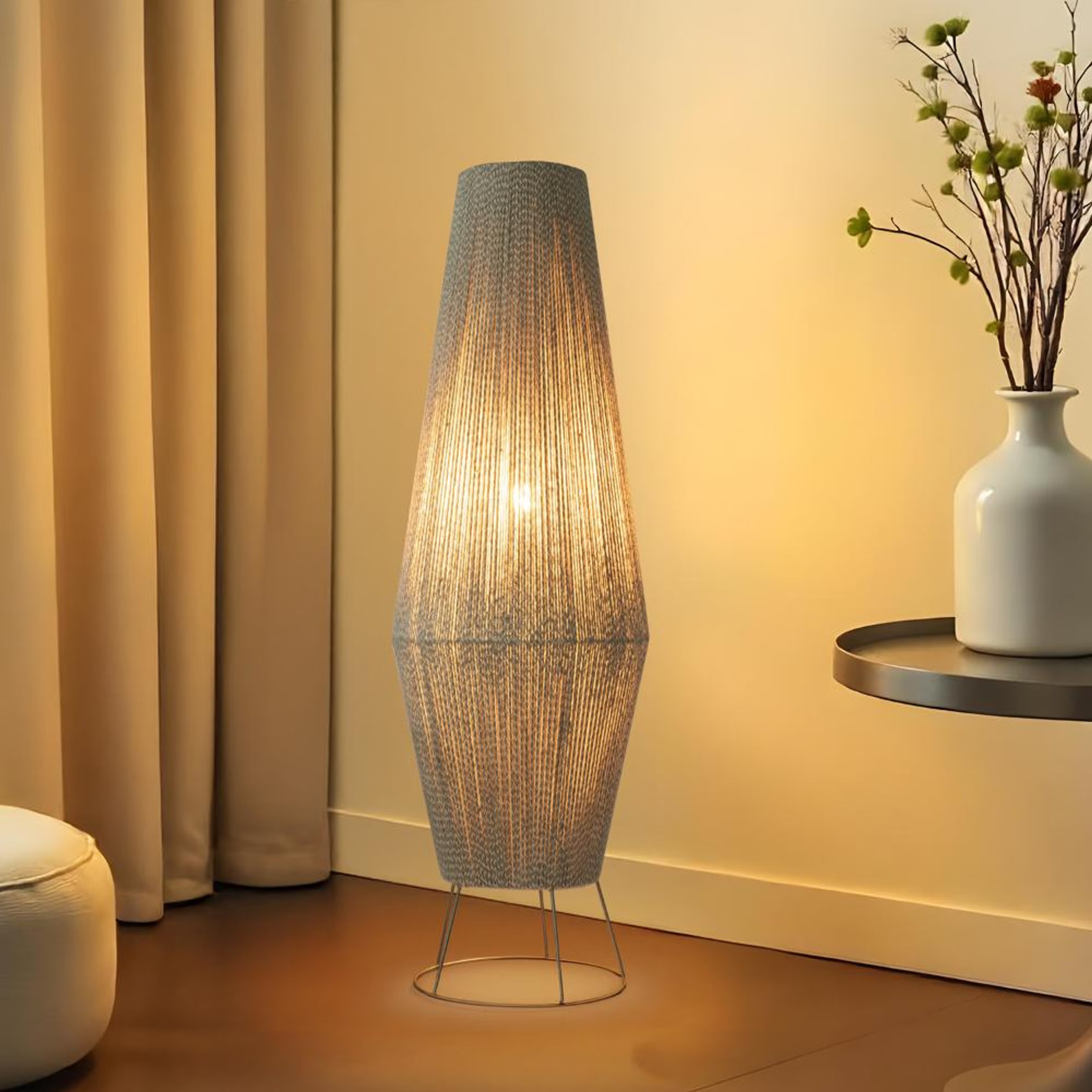 Home 25 Solace Flame Jute Floor Lamp - Brown Yarn, Brown