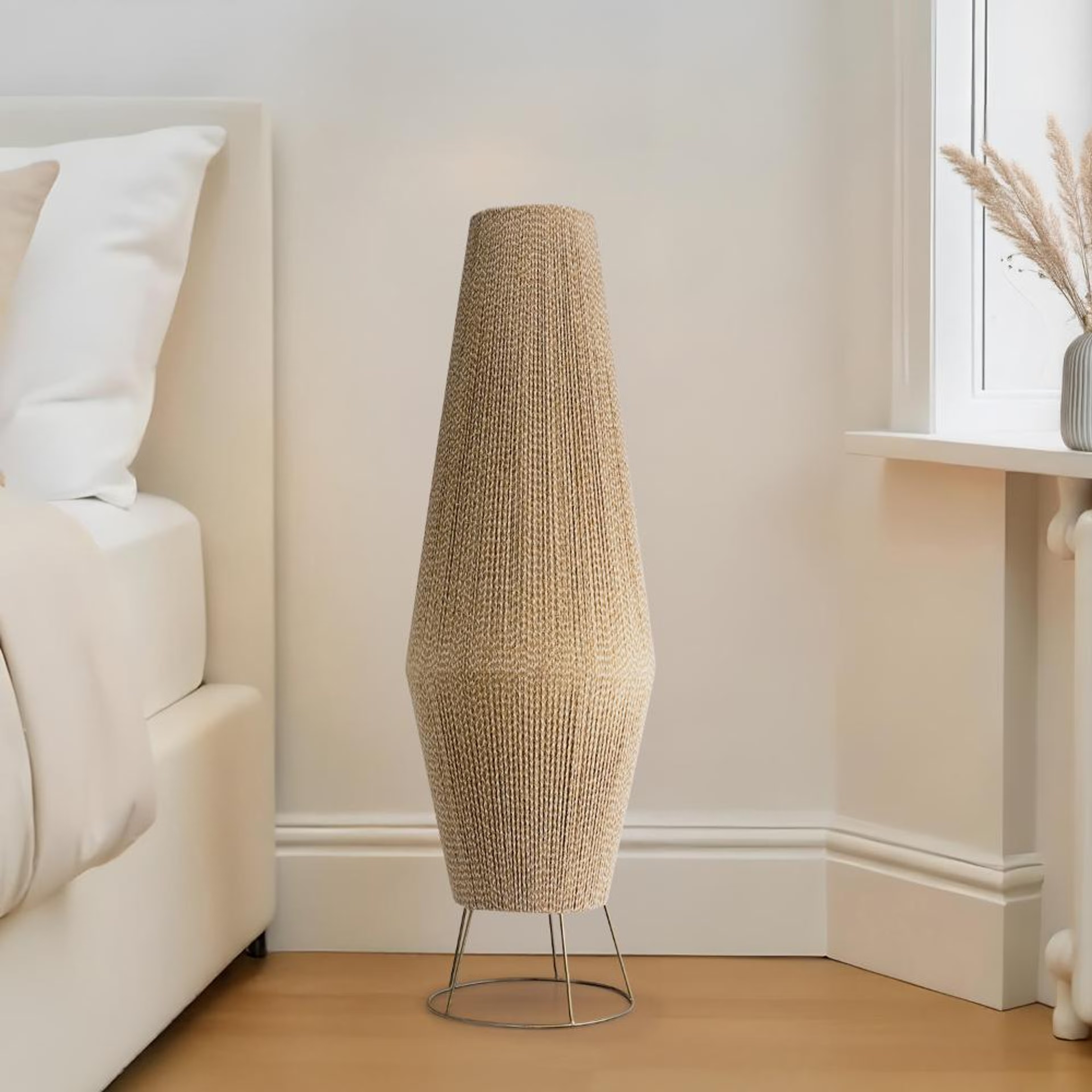 Home 26 Solace Flame Jute Floor Lamp - Brown Yarn, Brown