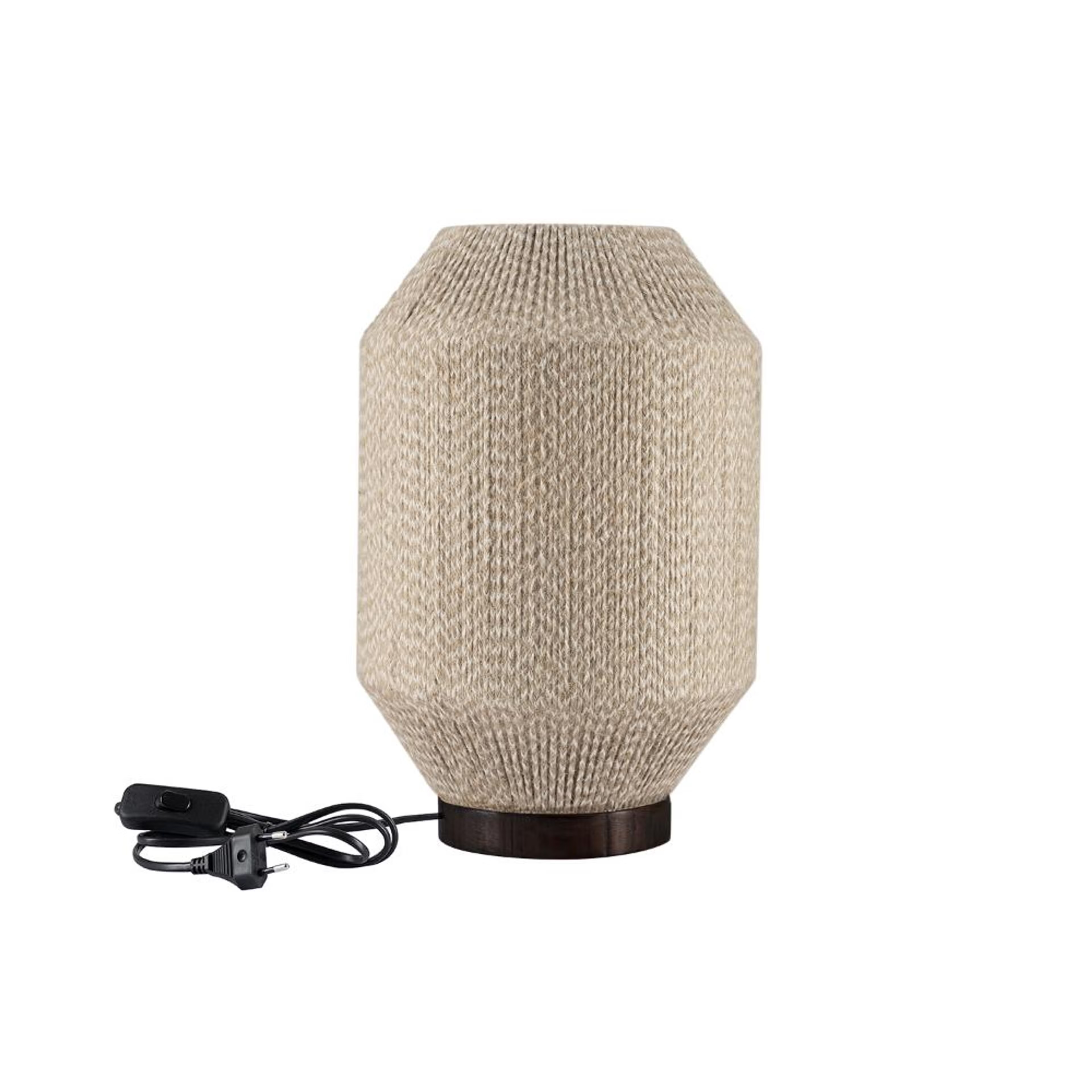 Solace Flame Wood Table Lamp Brown Wood & Yarn, Brown