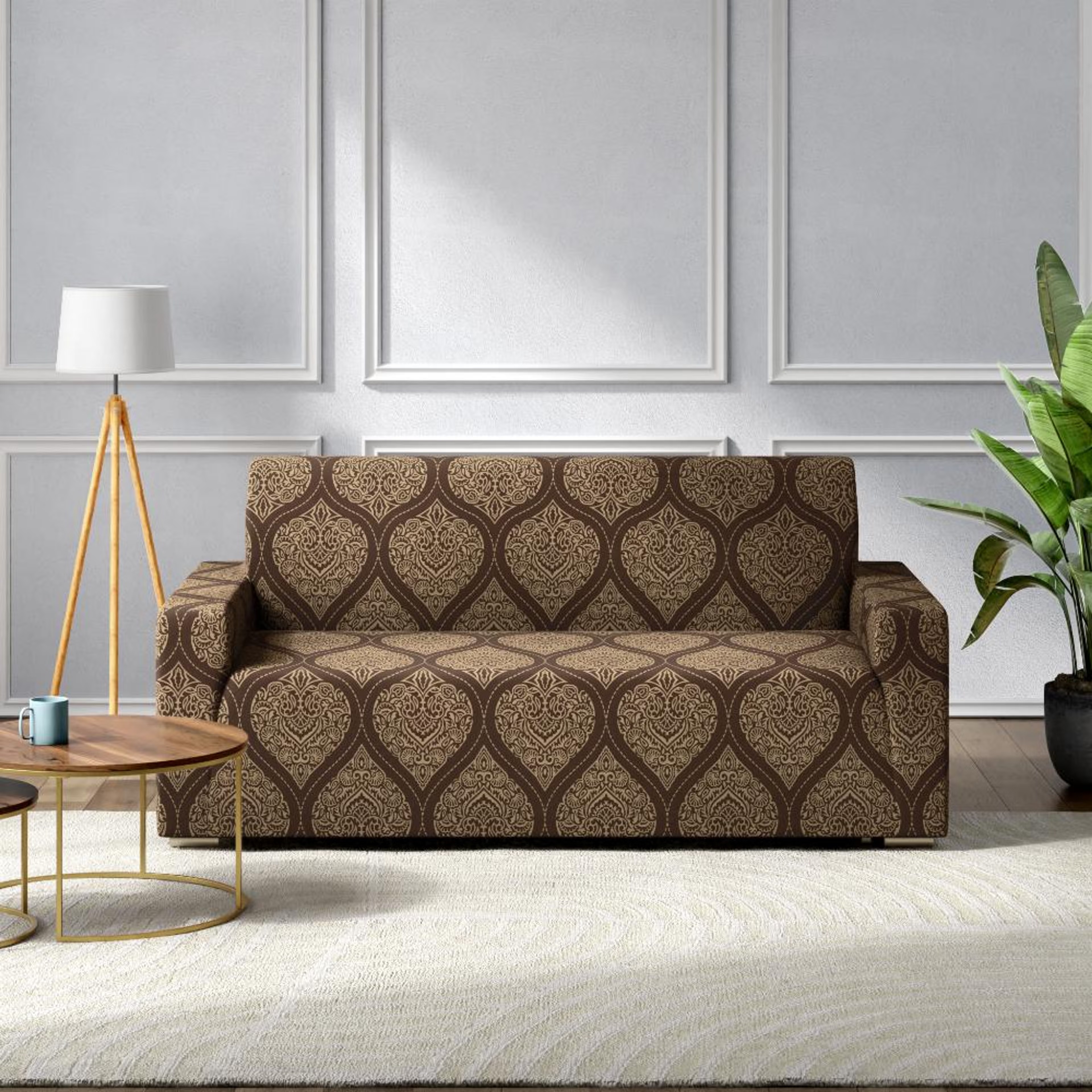 Printed 2 Seater Sofa Cover | Elastic Stretchable Sofa Slip Cover | Double Seater Sofa Protector&nbsp;|&nbsp;Hibo 2 Seater, Hibo
