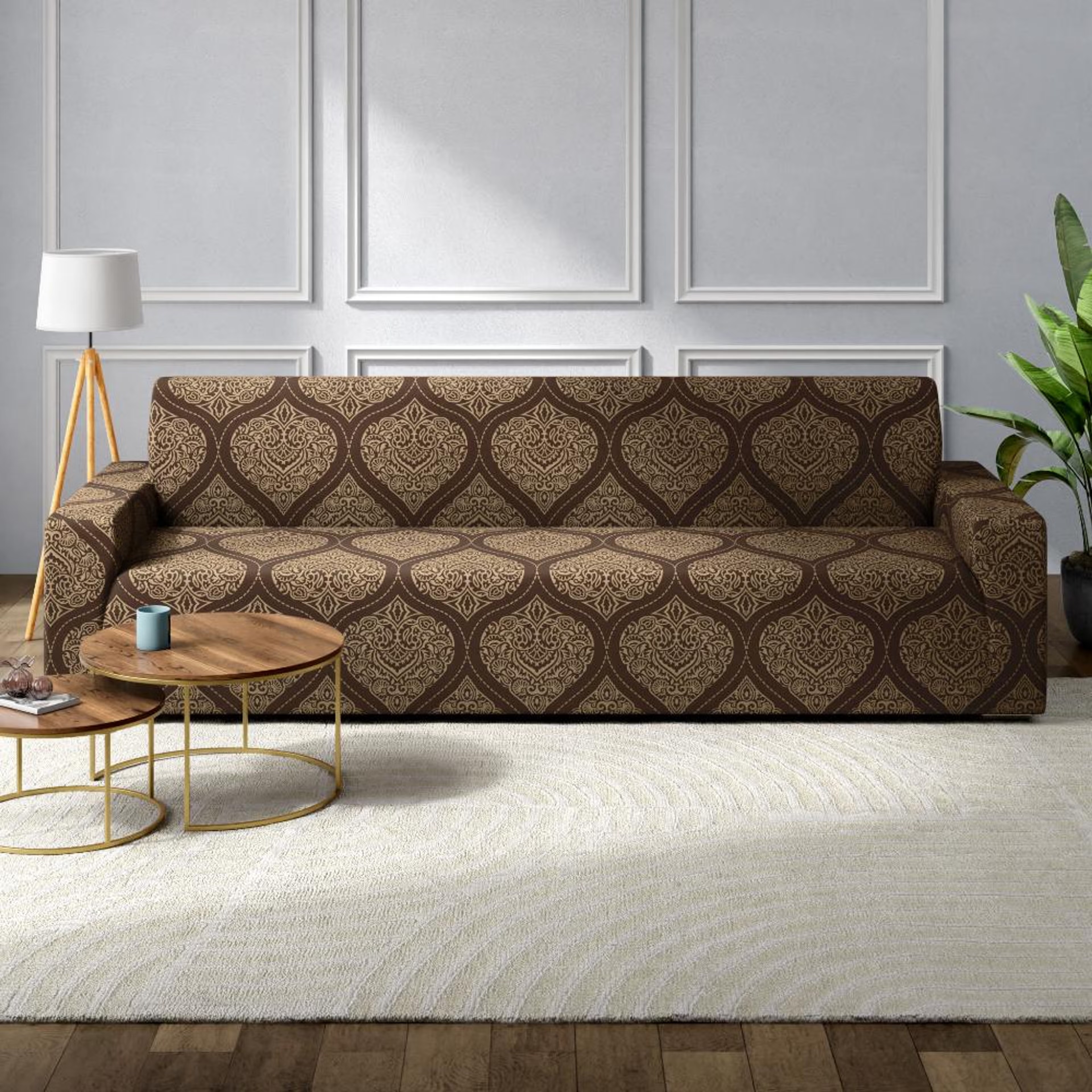 Home 28 Printed 3 Seater Sofa Cover | Elastic Stretchable Sofa Slip Cover | Triple Seater Sofa Protector | Hibo 3 Seater, Hibo