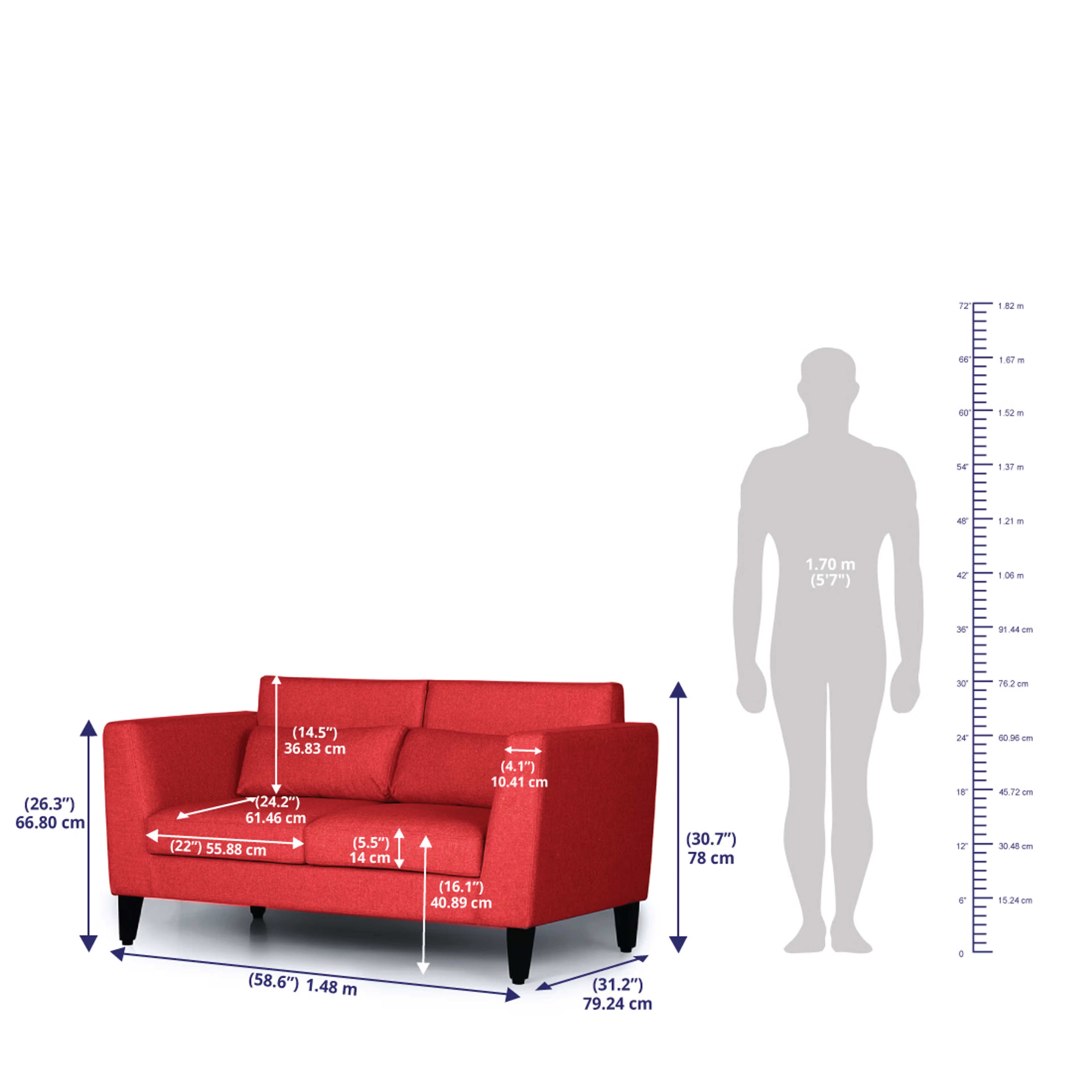 Wakefit SnoozePro Sofa Set (3+2+1) Omega Red Regular, 3 Seater + 2 Seater + 1 Seater, Omega Red 11 Wakefit SnoozePro Sofa Set (3+2+1) Omega Red Regular, 3 Seater + 2 Seater + 1 Seater, Omega Red
