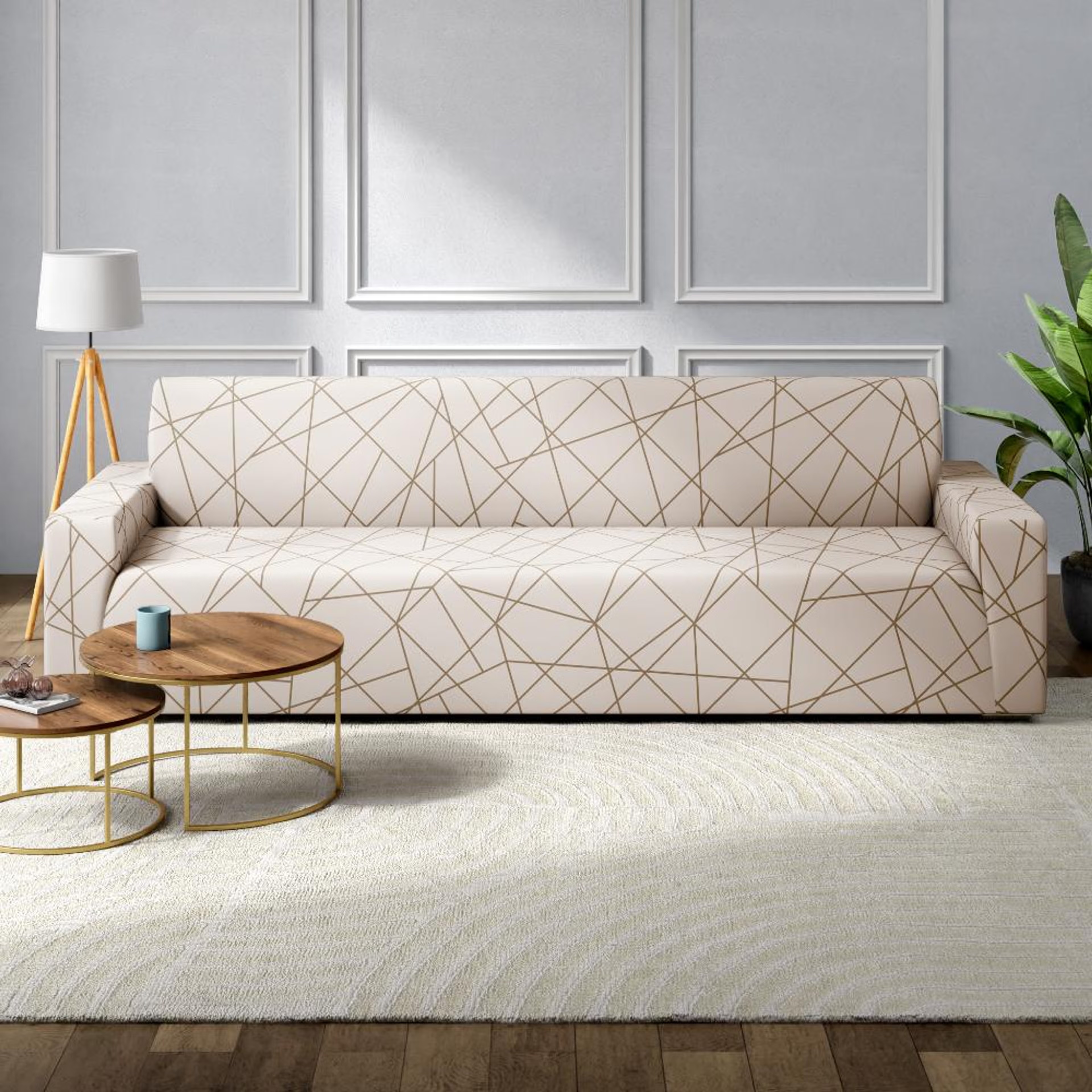 Printed 3 Seater Sofa Cover | Elastic Stretchable Sofa Slip Cover | Triple Seater Sofa Protector&nbsp;|&nbsp;Criss-cross 3 Seater, Criss-cross