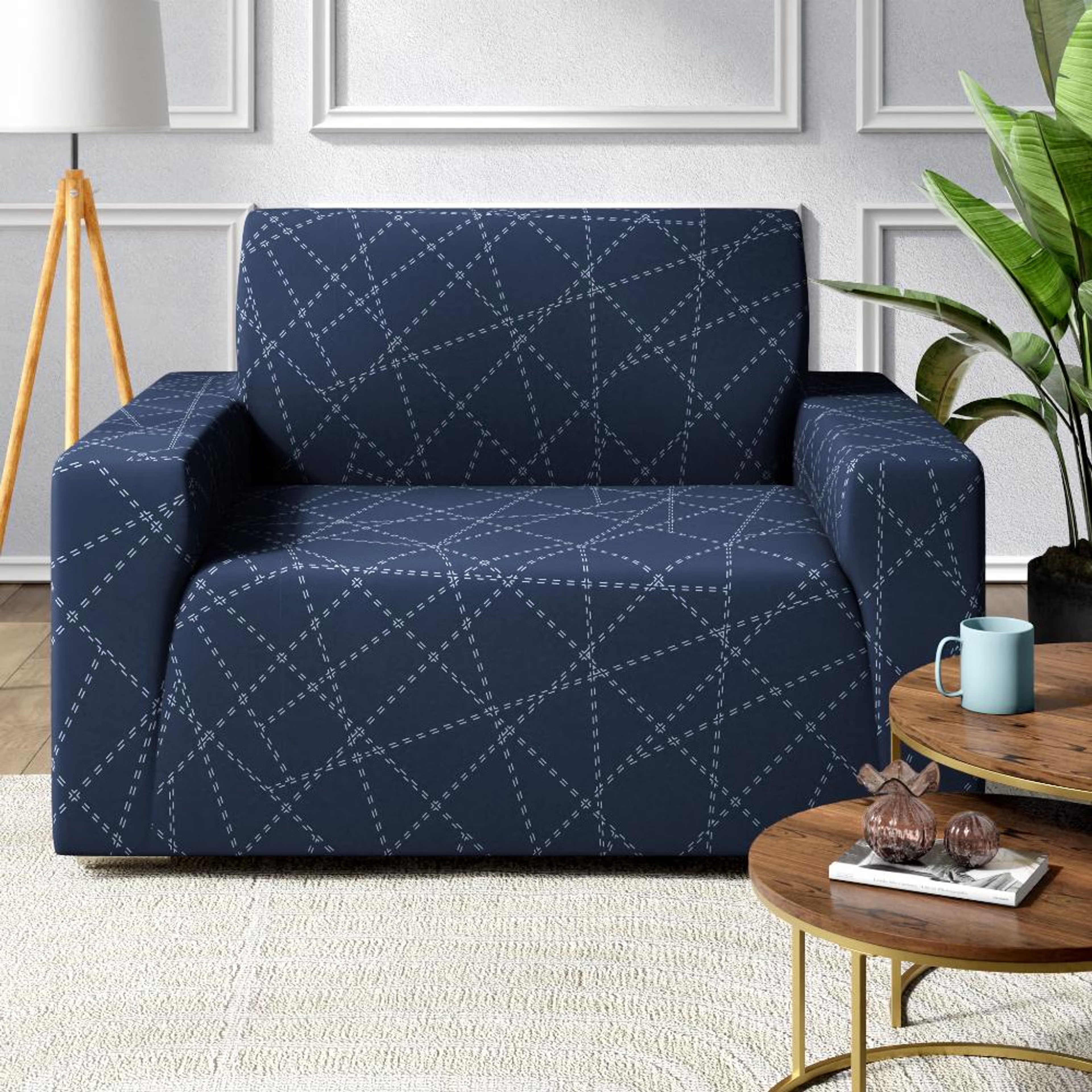 Printed 1 Seater Sofa Cover | Elastic Stretchable Sofa Slip Cover | Single Seater Sofa Protector&nbsp;|&nbsp;Bekam 1 Seater, Bekam