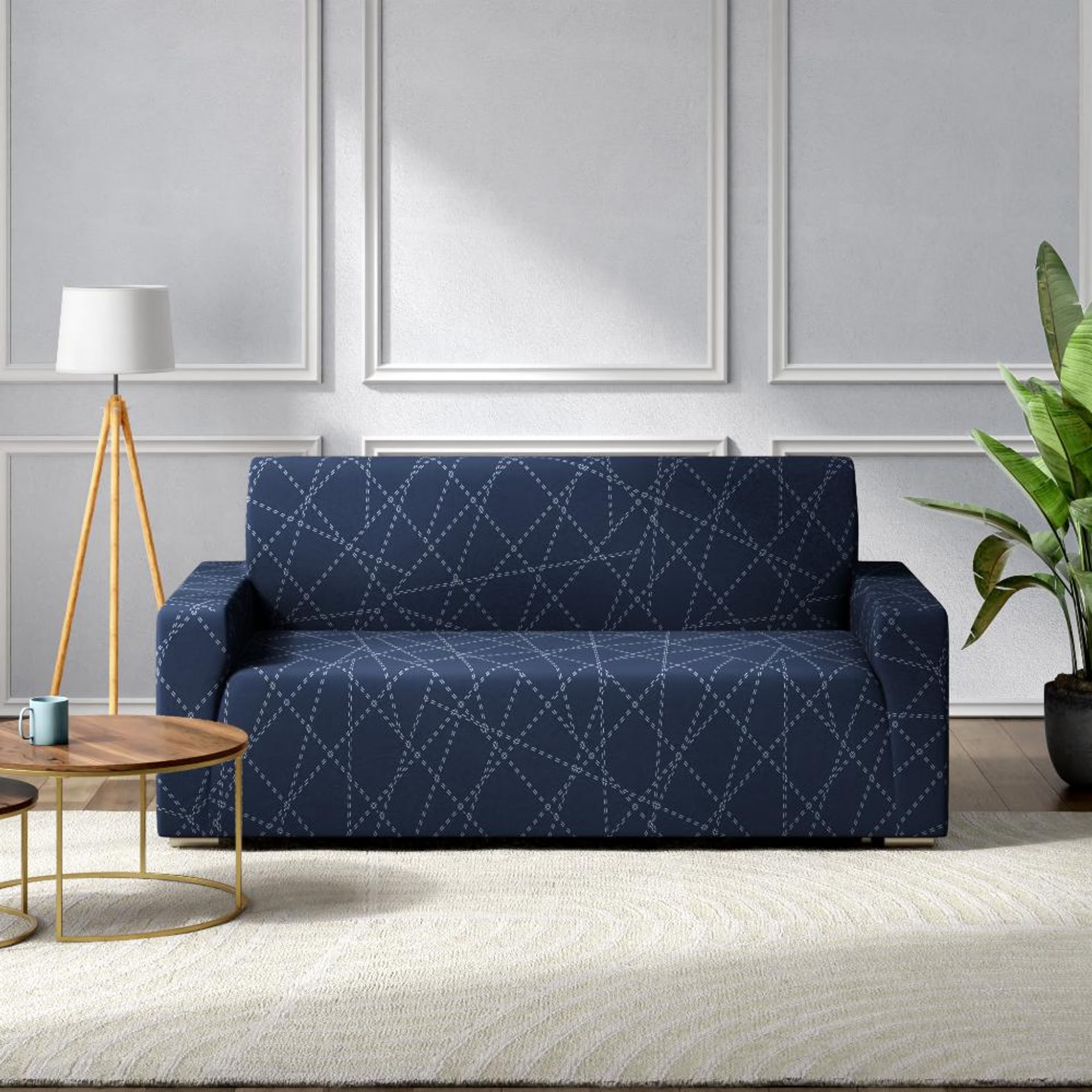 Printed 2 Seater Sofa Cover | Elastic Stretchable Sofa Slip Cover | Double Seater Sofa Protector&nbsp;|&nbsp;Bekam 2 Seater, Bekam