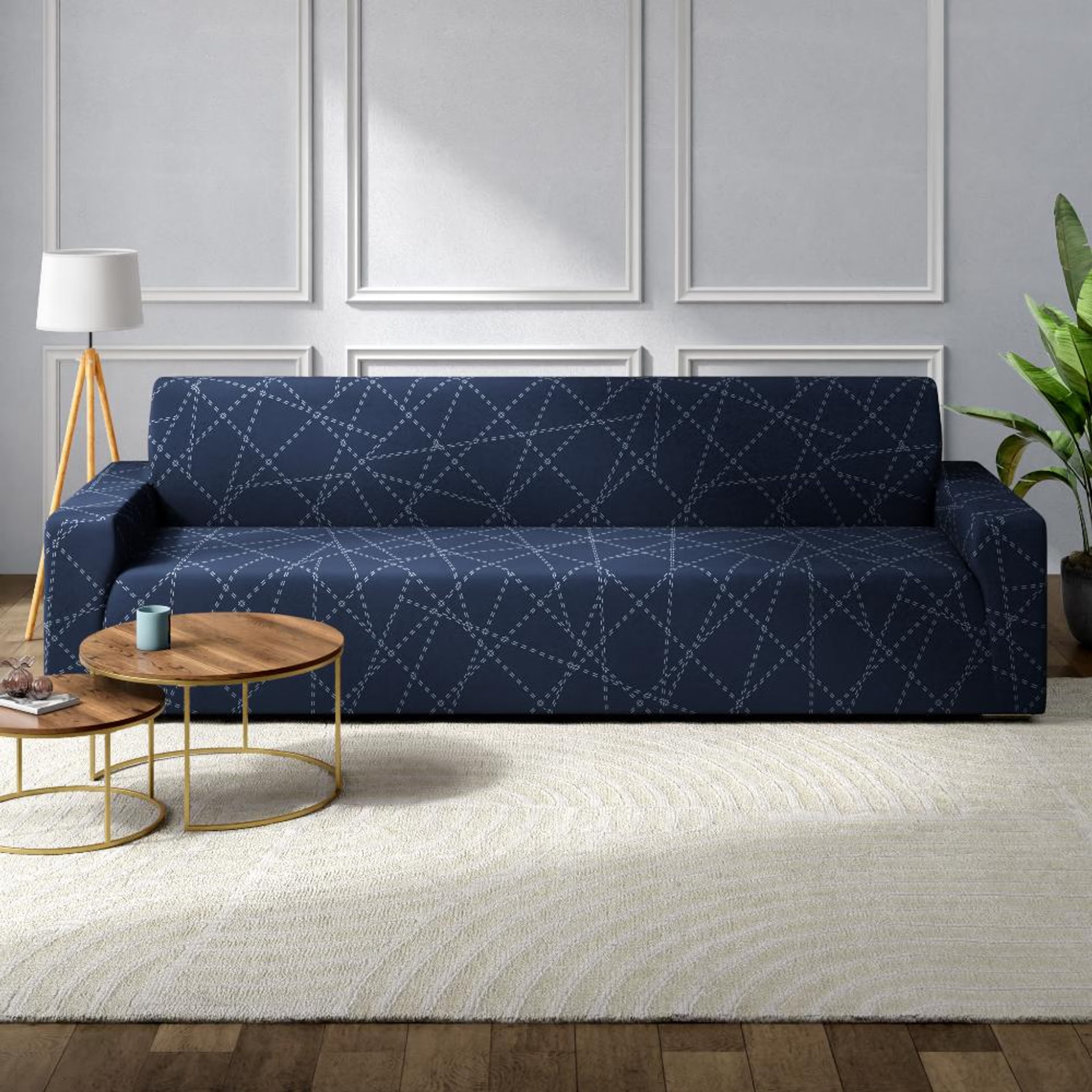Home 42 Printed 3 Seater Sofa Cover | Elastic Stretchable Sofa Slip Cover | Triple Seater Sofa Protector | Bekam 3 Seater, Bekam