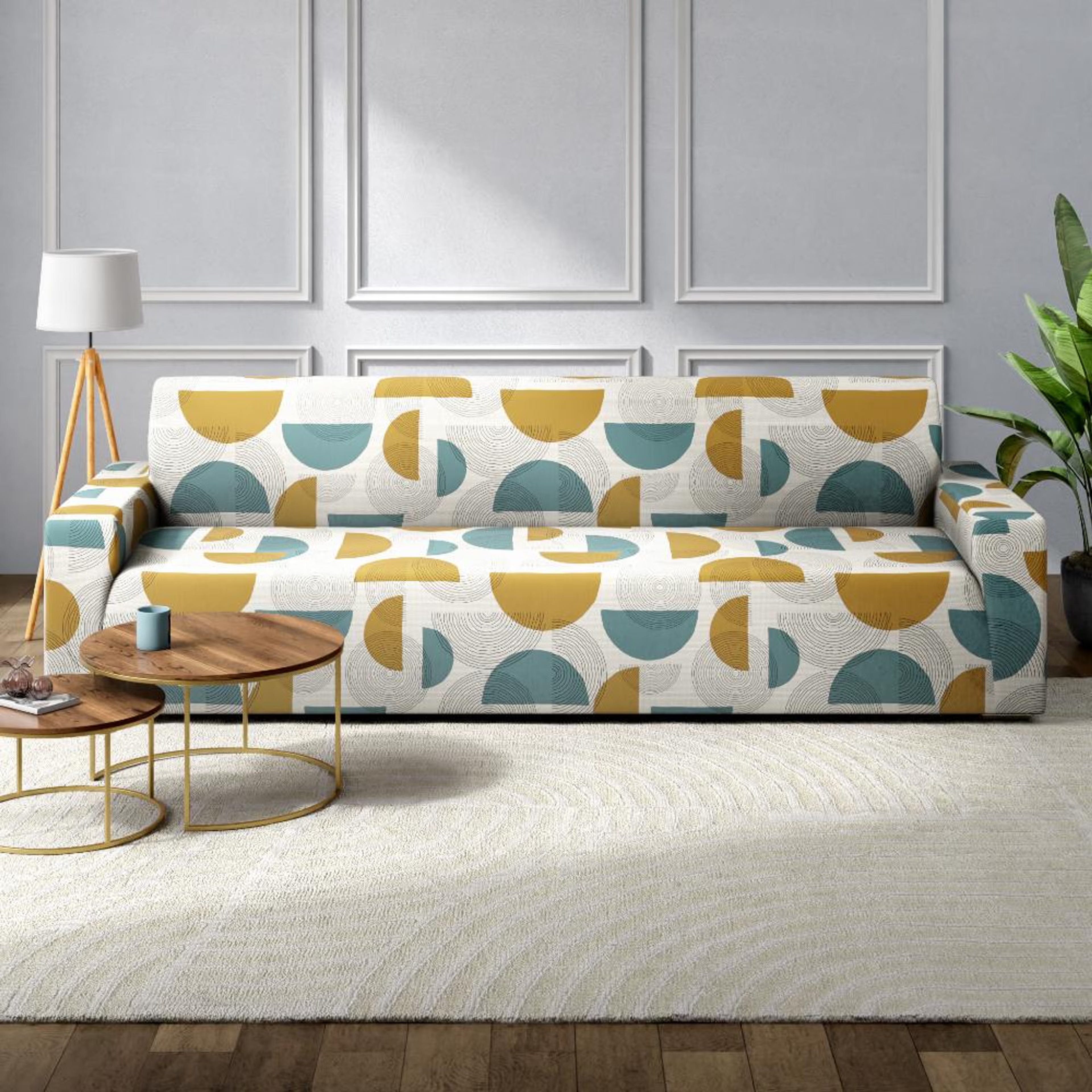 Home 36 Printed 3 Seater Sofa Cover | Elastic Stretchable Sofa Slip Cover | Triple Seater Sofa Protector | Pinaki 3 Seater, Pinaki