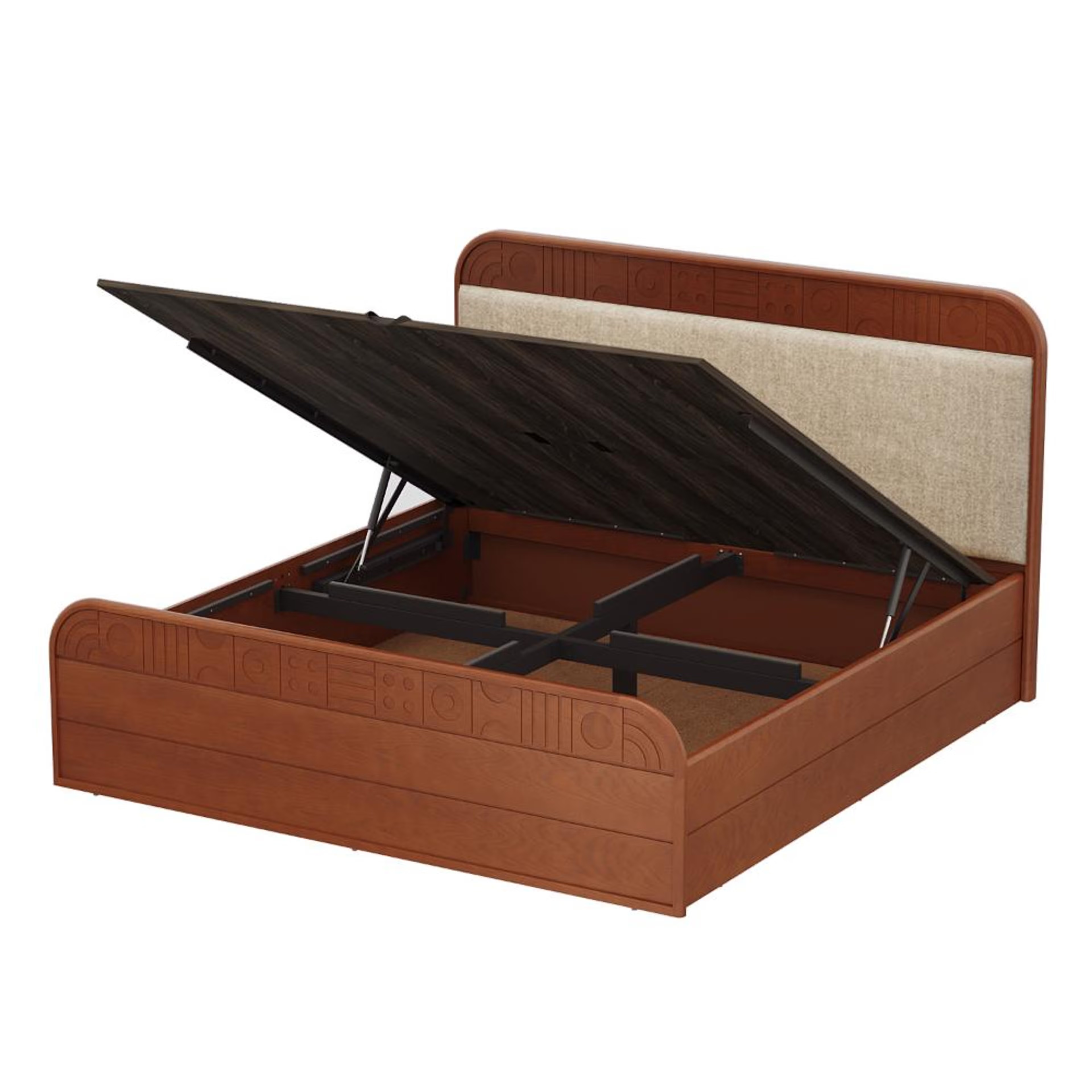 Wakefit Lunarix King Hydraulic Storage with Upholstery Solid Wood Bed King - 78" x 72 5 Wakefit Lunarix King Hydraulic Storage with Upholstery Solid Wood Bed King - 78" x 72\
