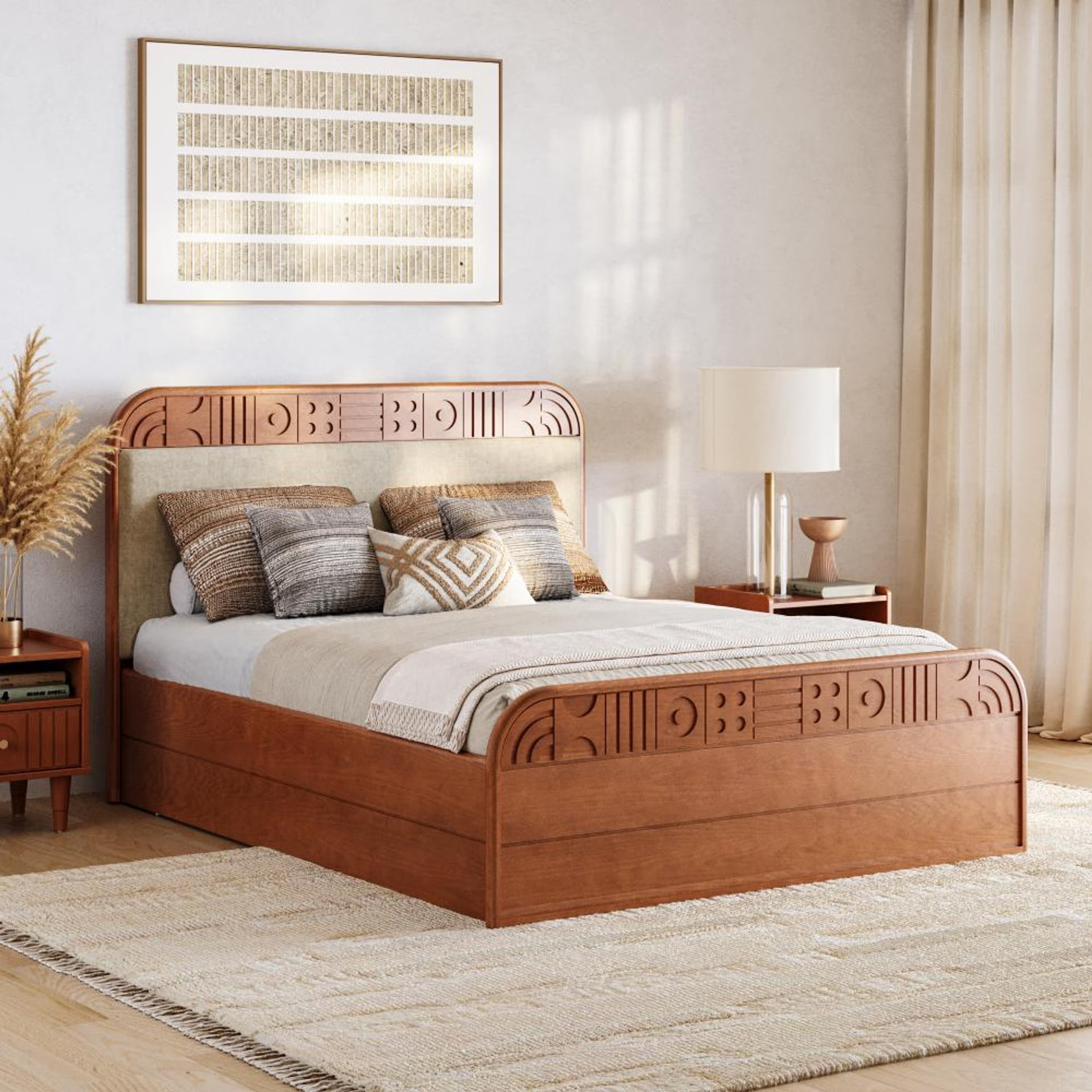 Home 28 Wakefit Lunarix Queen Storage with Upholstery Solid Wood Bed Queen - 78" x 60\