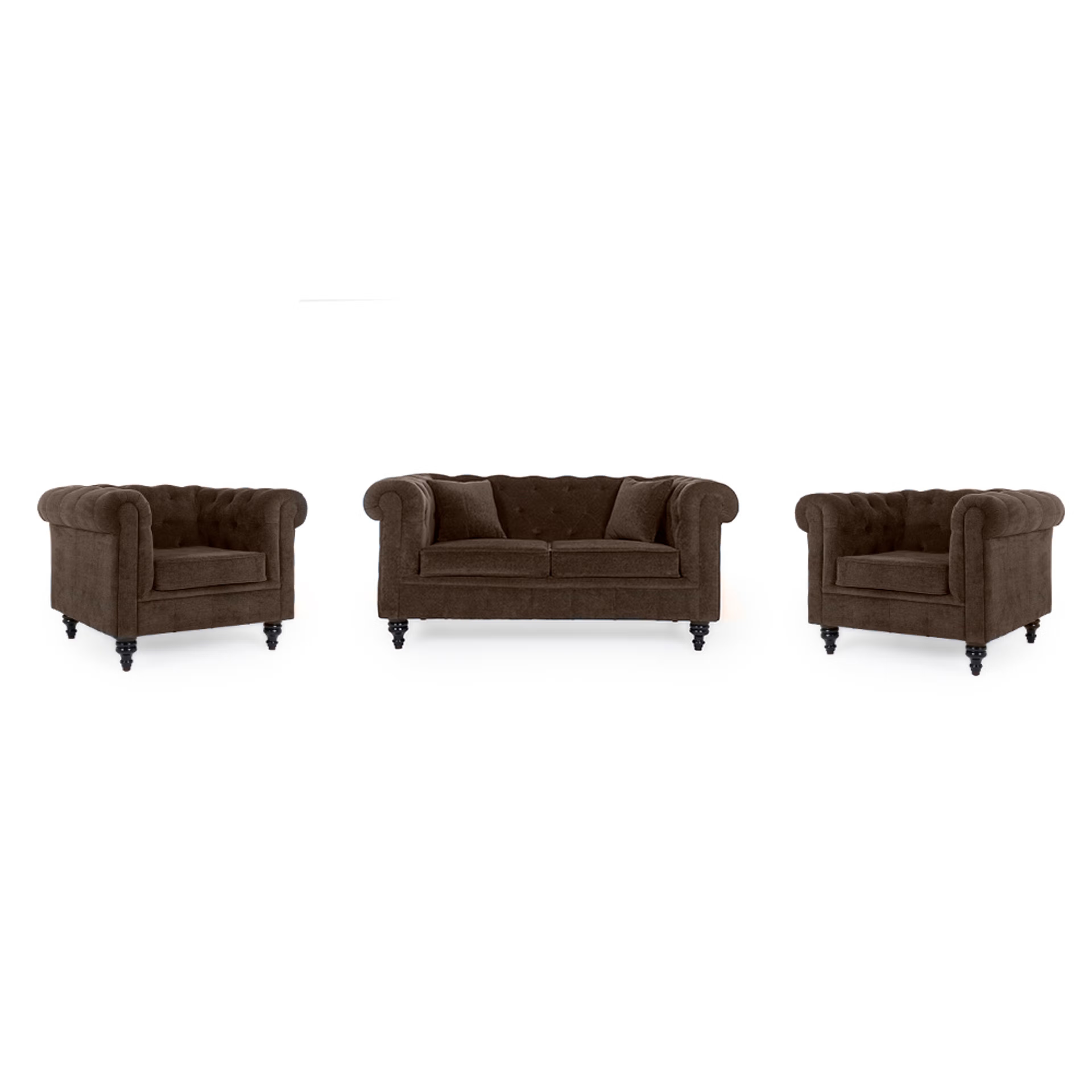 Wakefit Havana Sofa Set (2+1+1) Dark Earth 2 Seater + 1 Seater + 1 Seater, Dark Earth