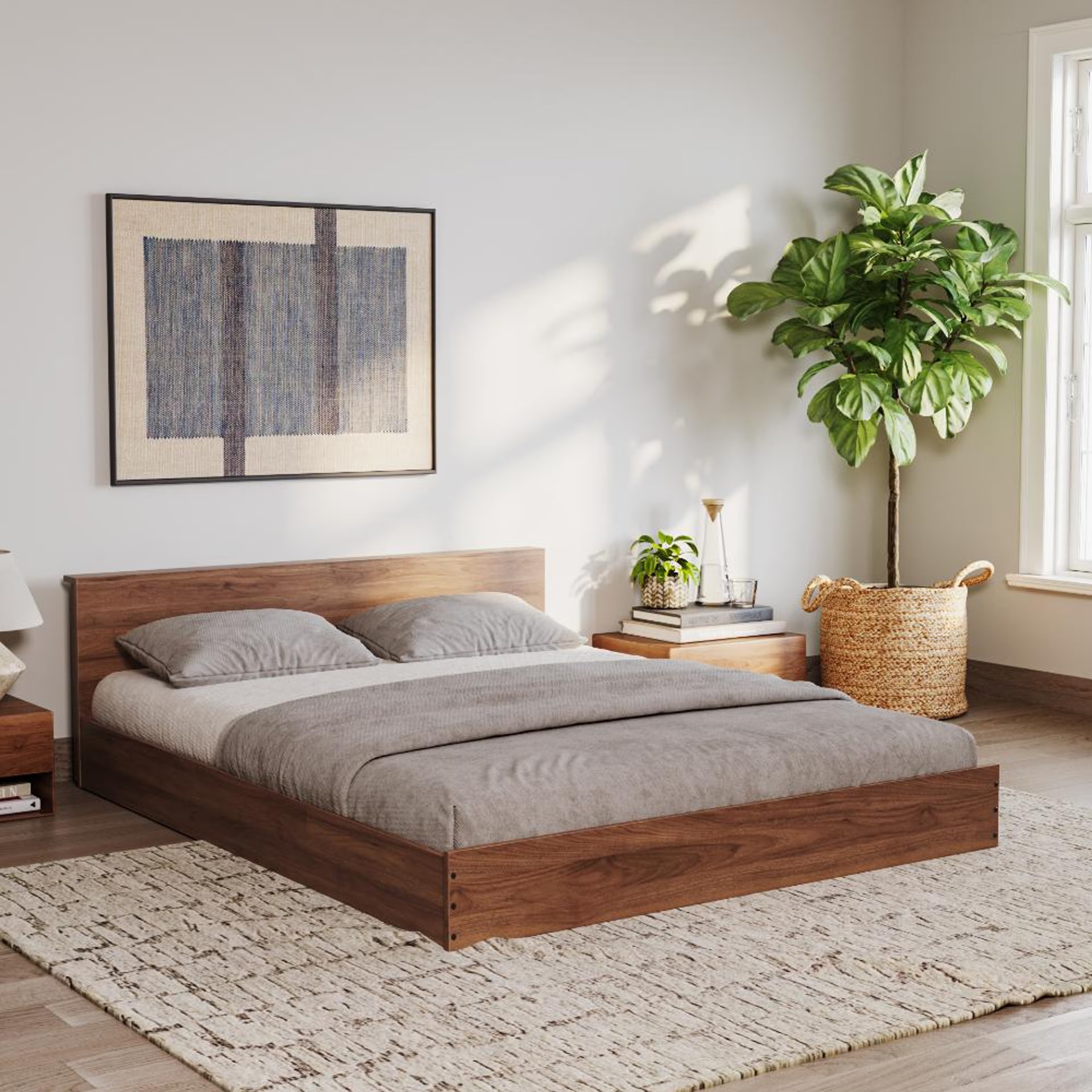 Home 43 Wakefit Cosmo Platform Low Height Engineered Wood Bed Queen - 78" x 60\