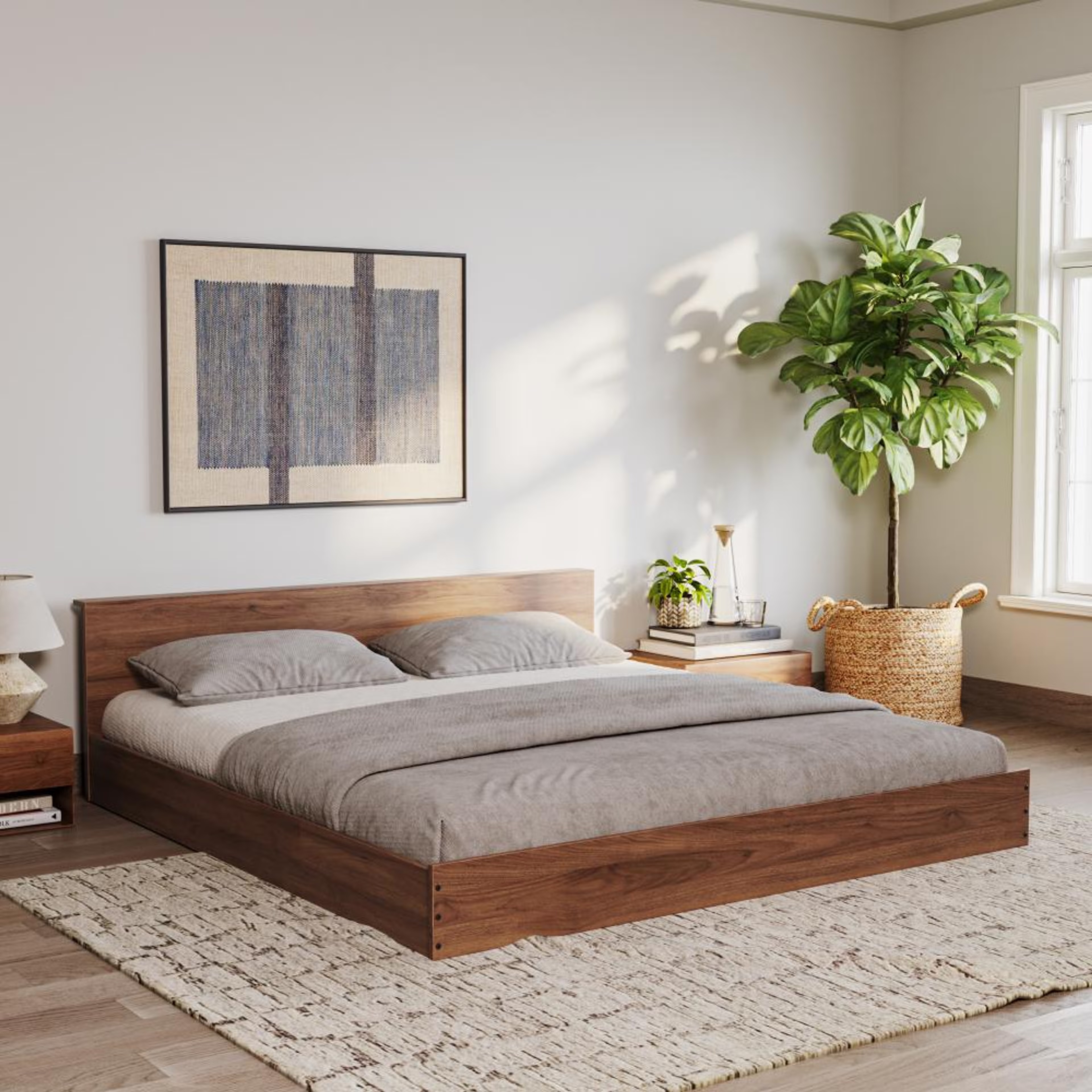 Wakefit Cosmo Platform Low Height Engineered Wood Bed King - 78" x 72\