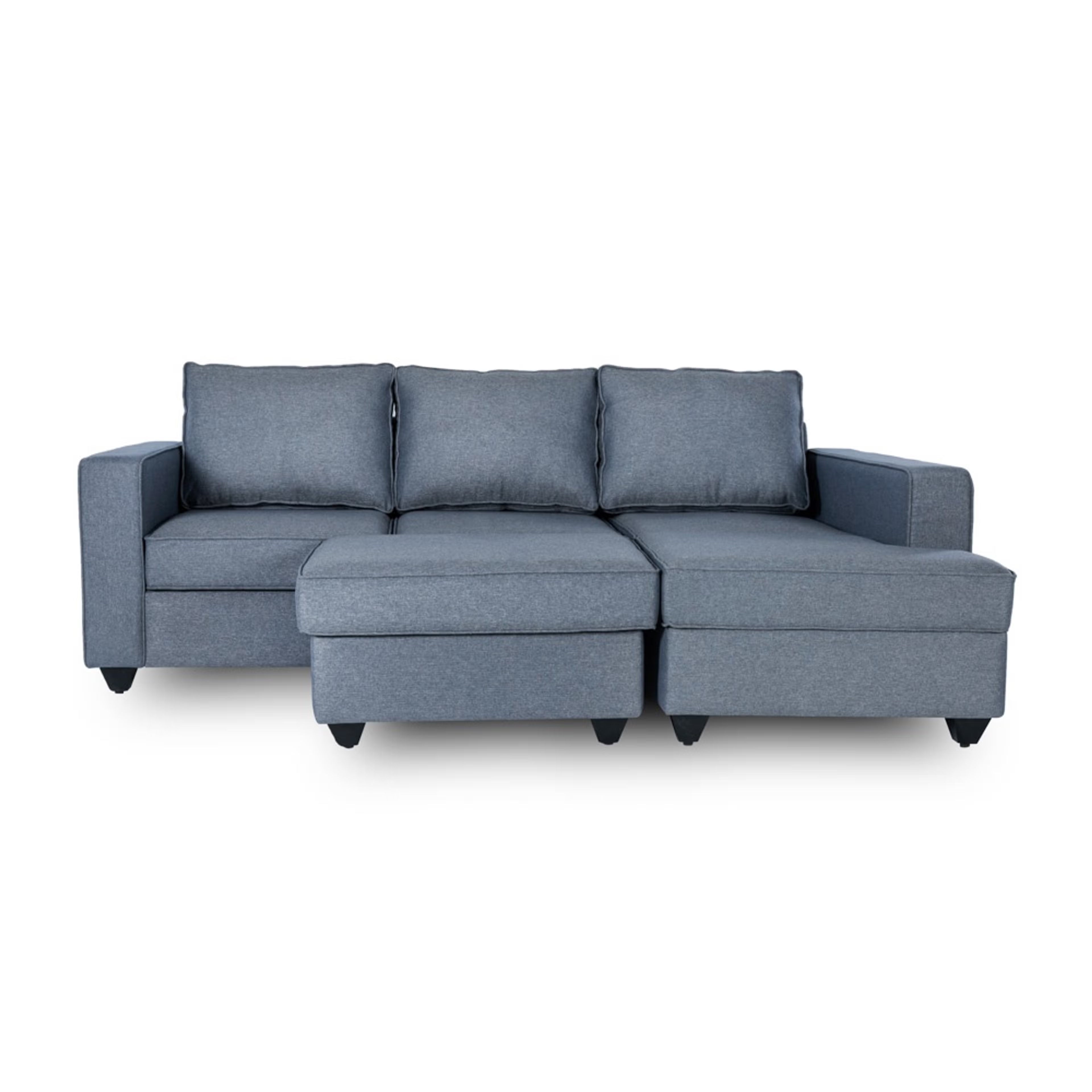 Home 33 Wakefit Napper L Shape Sofa Set (2 Seater + Right Aligned Chaise) with Ottoman Sectional, Without Storage, 2 + Right Aligned Chaise with Ottoman, Omega Blue