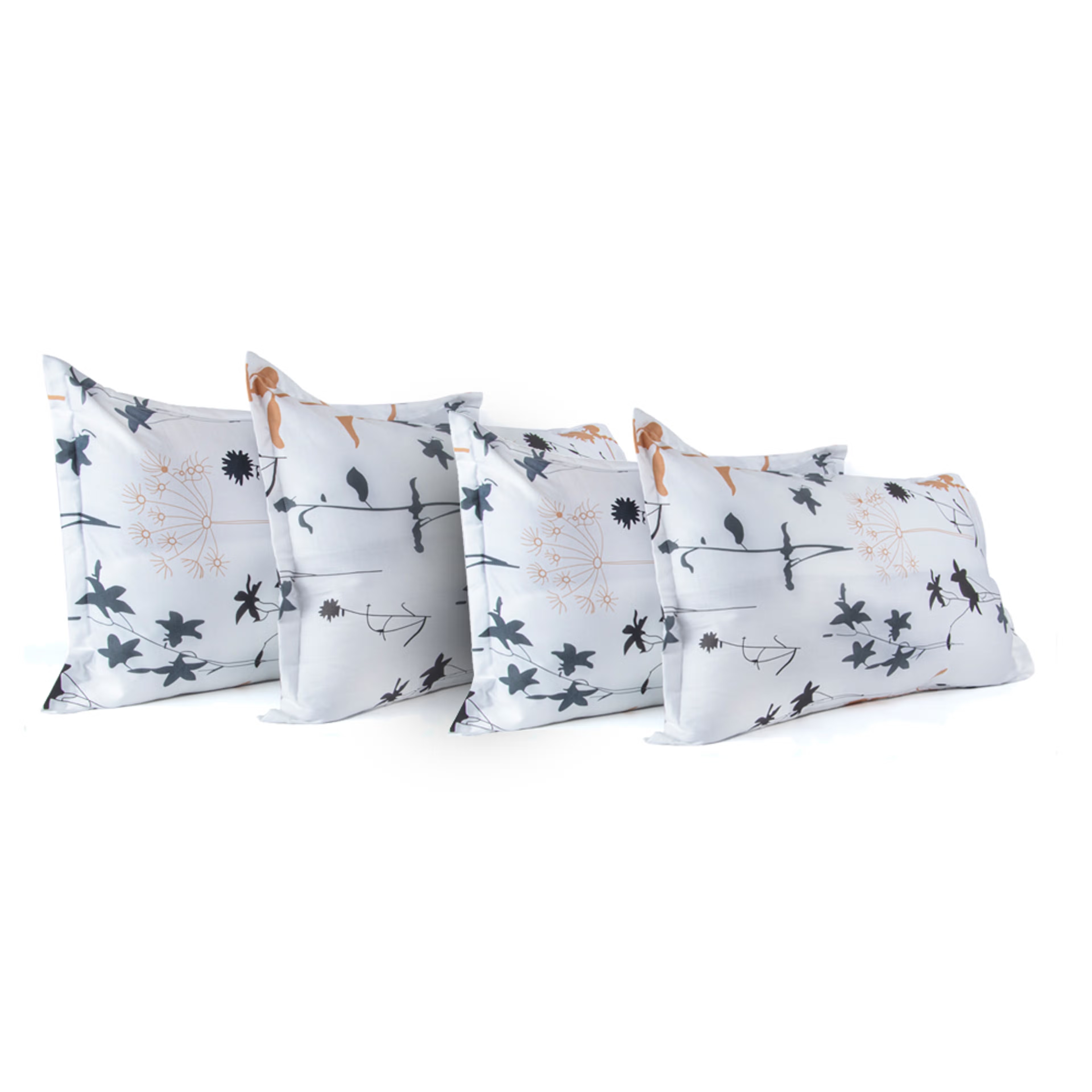 100% Cotton&nbsp;Pillow&nbsp;Cover | Standard Size 27x18 Inch | Set Of 4 | 160 TC | Serene Flora Standard, Set of 4, Cotton, FLORA