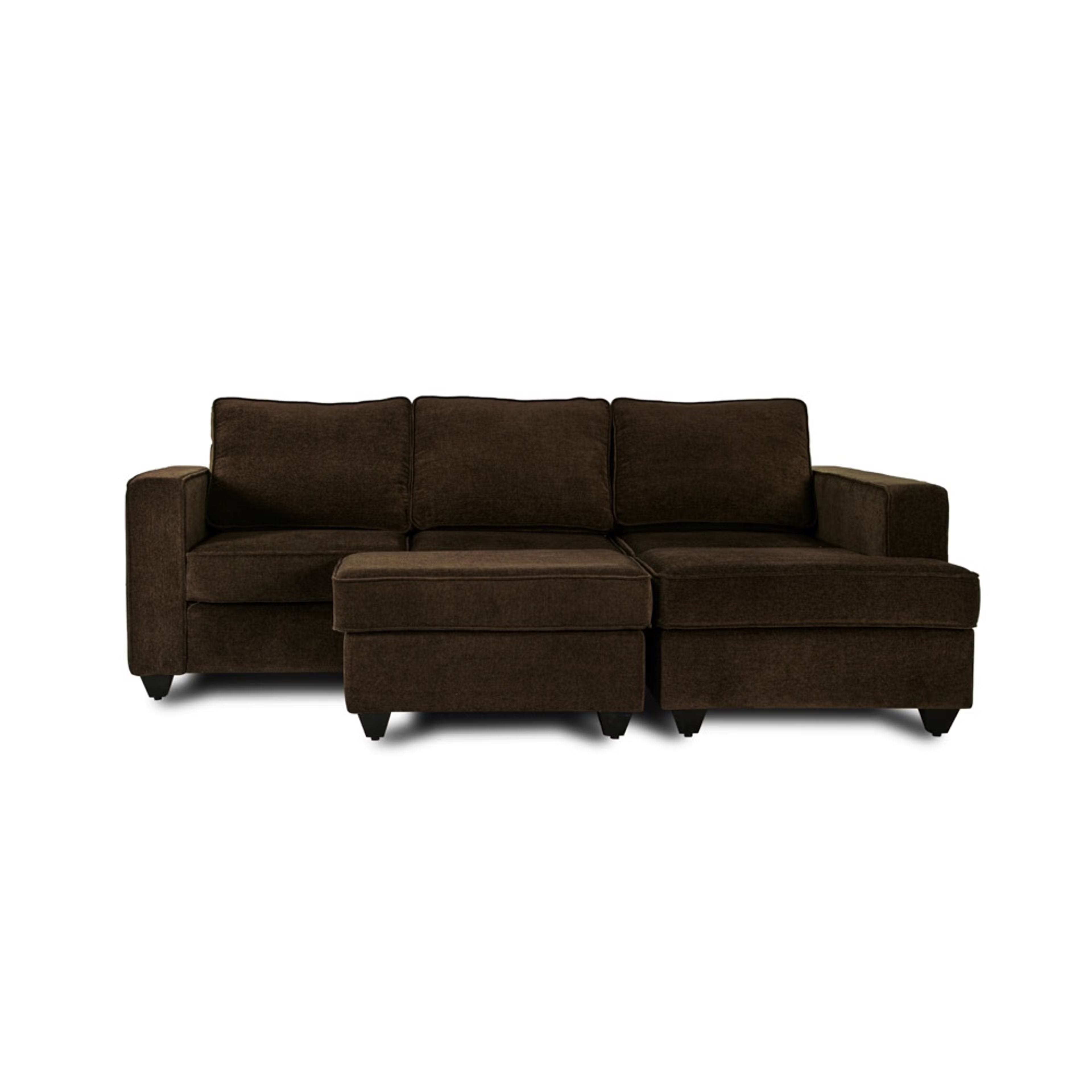 Home 31 Wakefit Napper L Shape Sofa Set (2 Seater + Right Aligned Chaise) with Ottoman Sectional, Without Storage, 2 + Right Aligned Chaise with Ottoman, Dark Earth