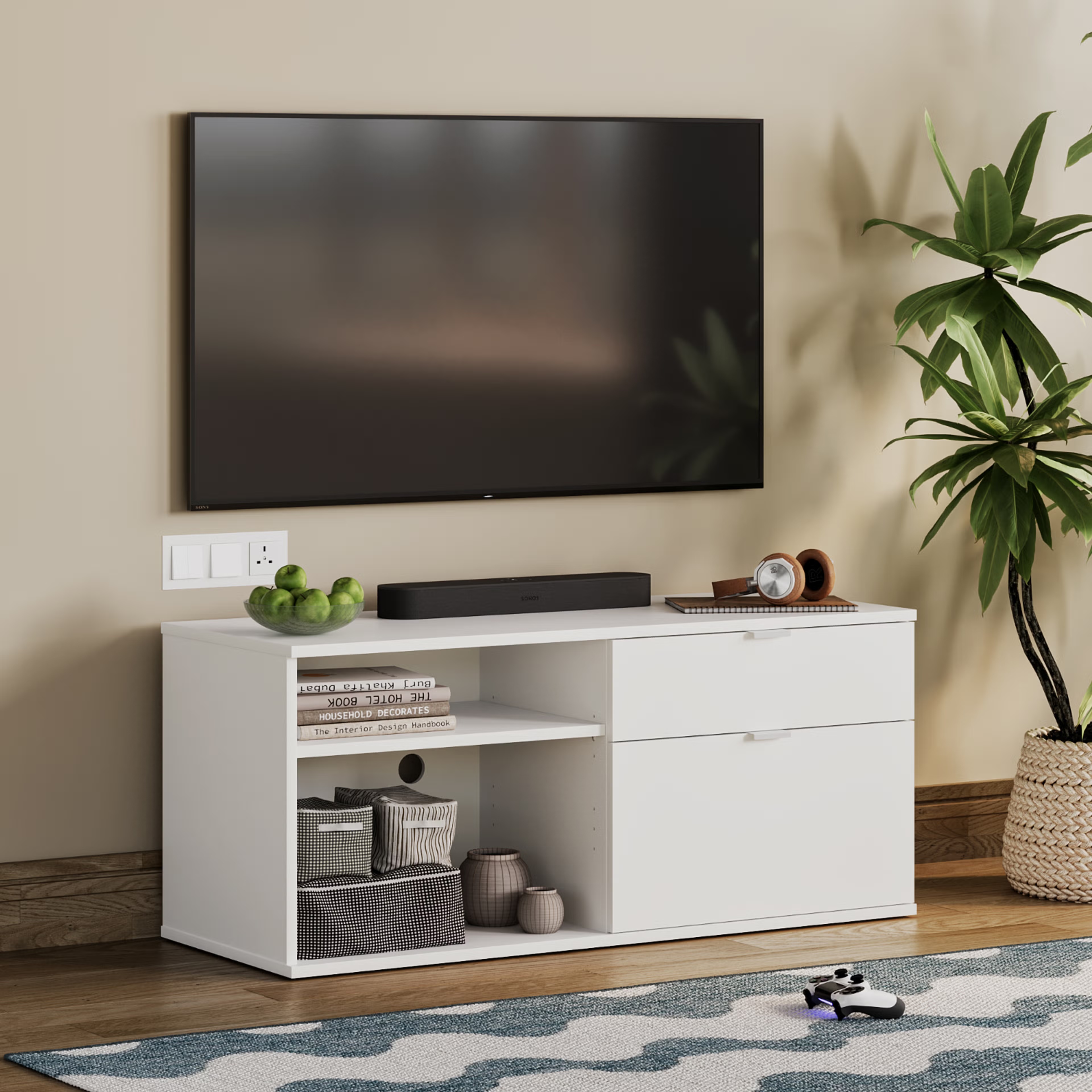 Wakefit Serendipity TV Unit (Frosty White) Frosty White