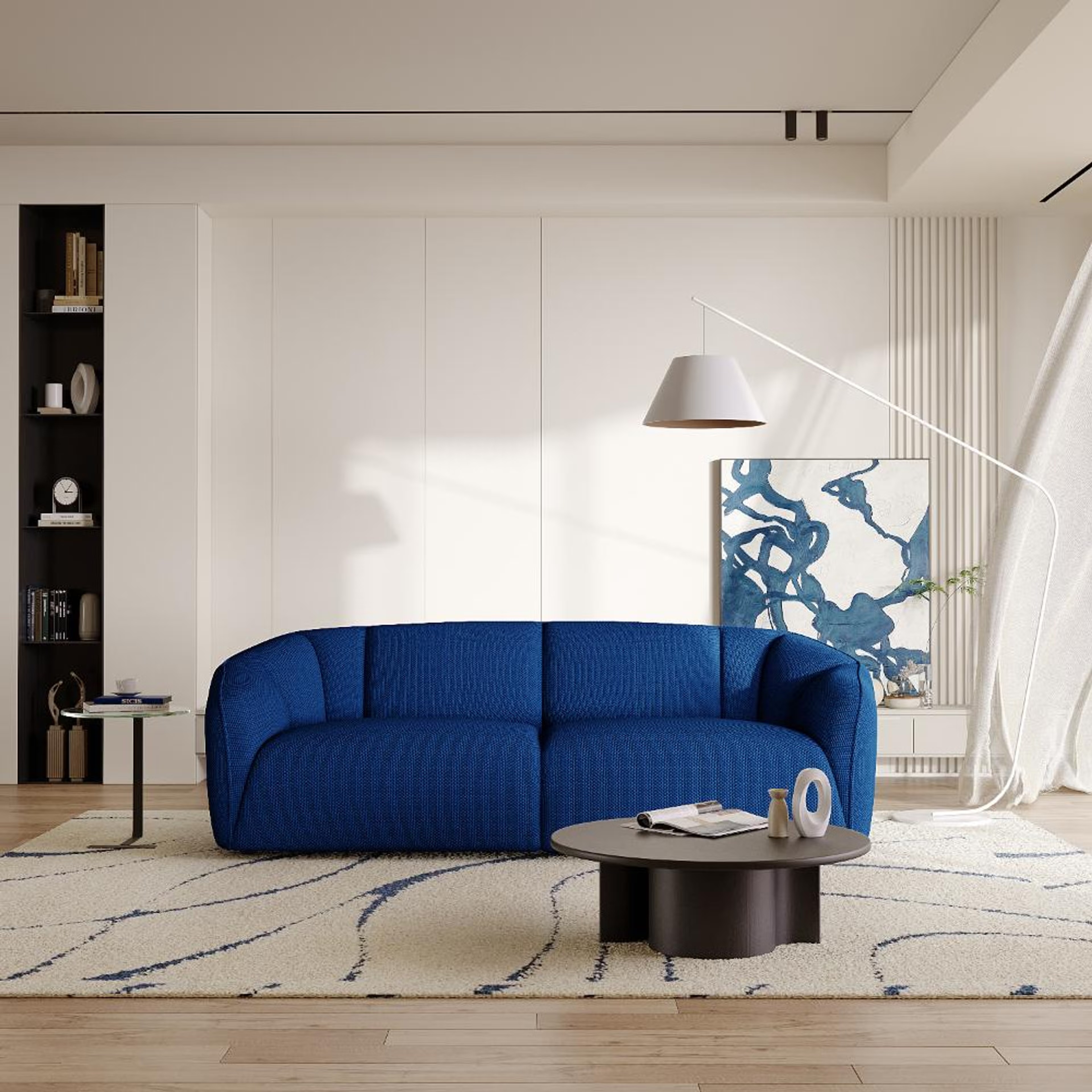 Home 32 Wakefit Gozo Sofa - Three Seater Regular, Three Seater, Blue