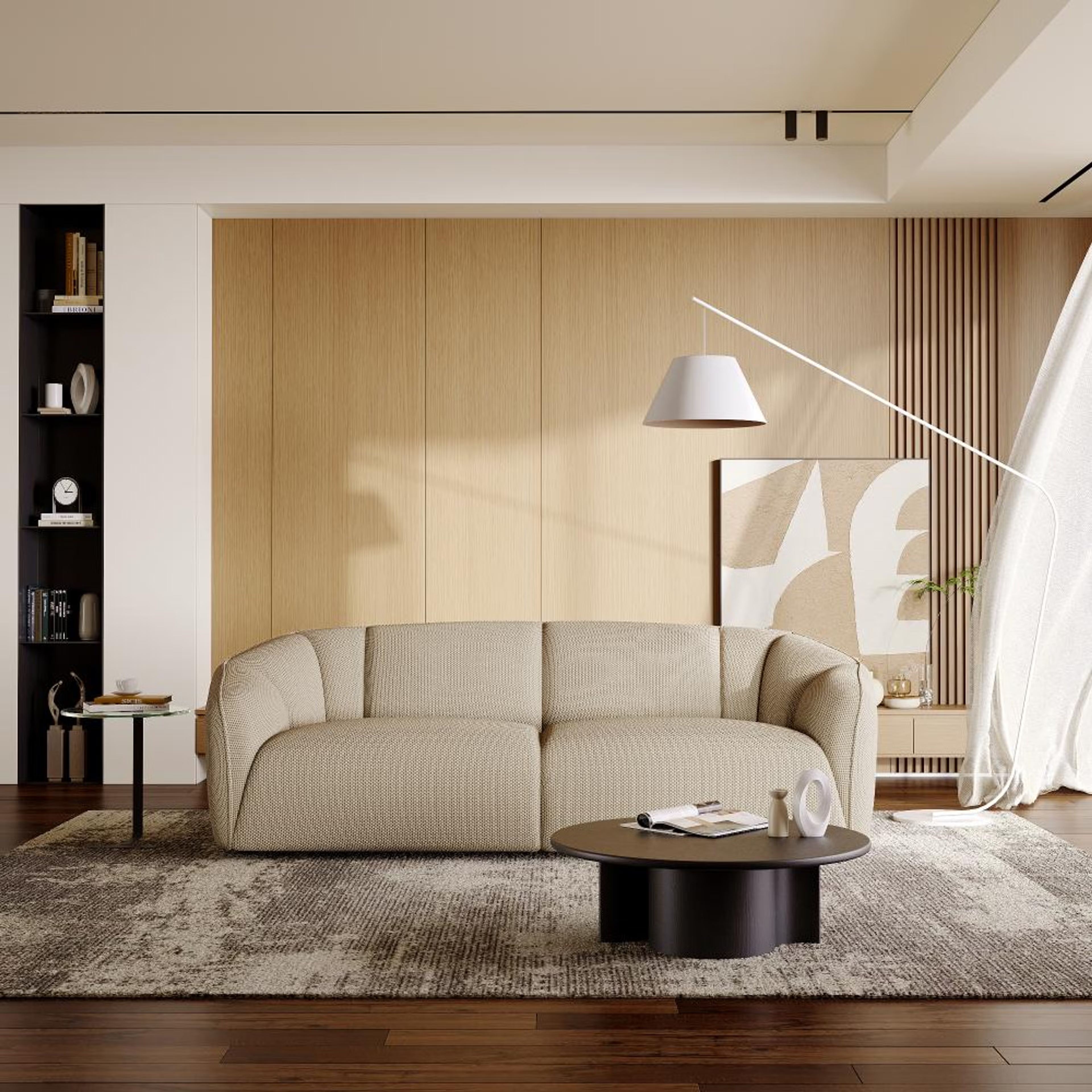 Wakefit Gozo Sofa - Three Seater Regular, Three Seater, Beige