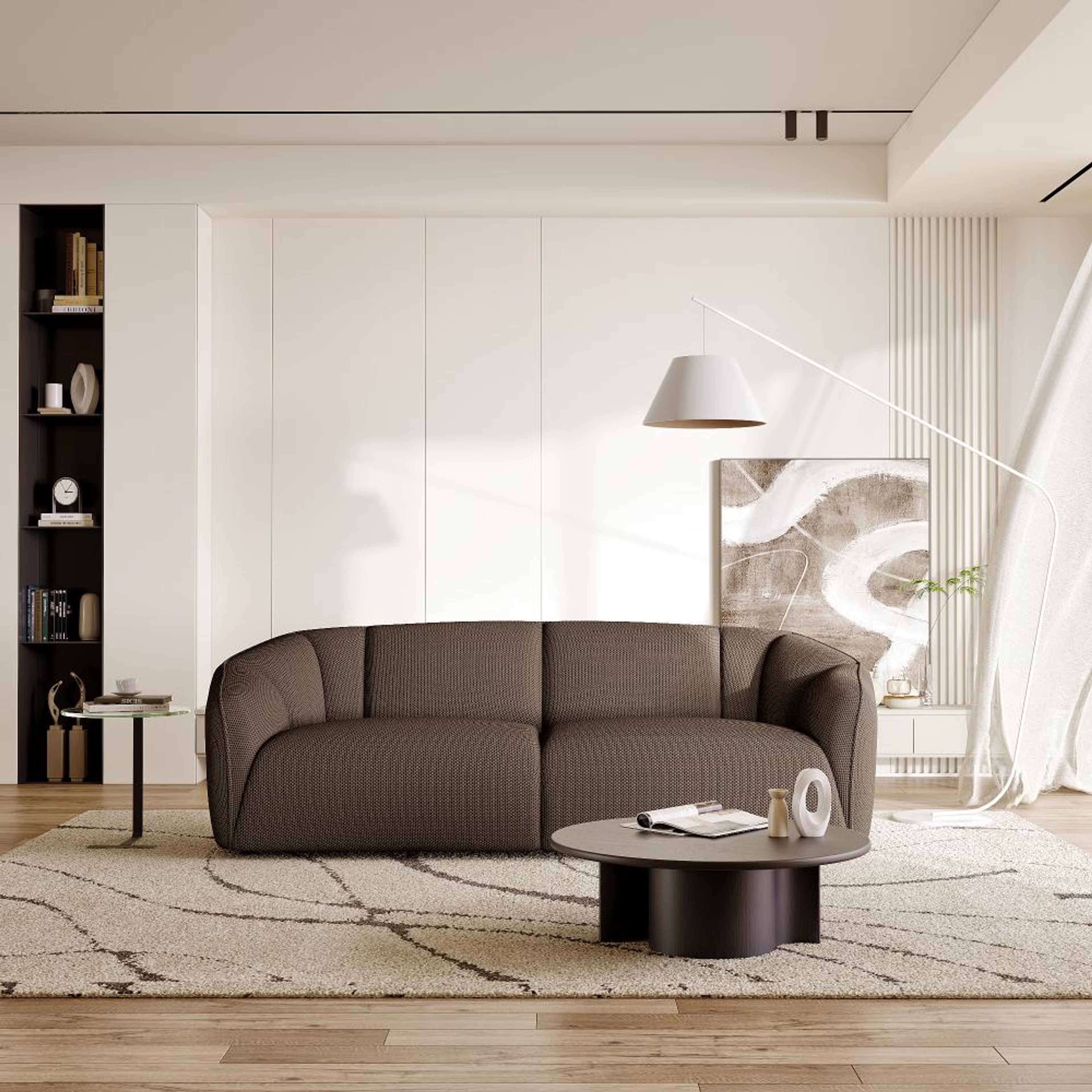 Wakefit Gozo Sofa - Three Seater Regular, Three Seater, Brown