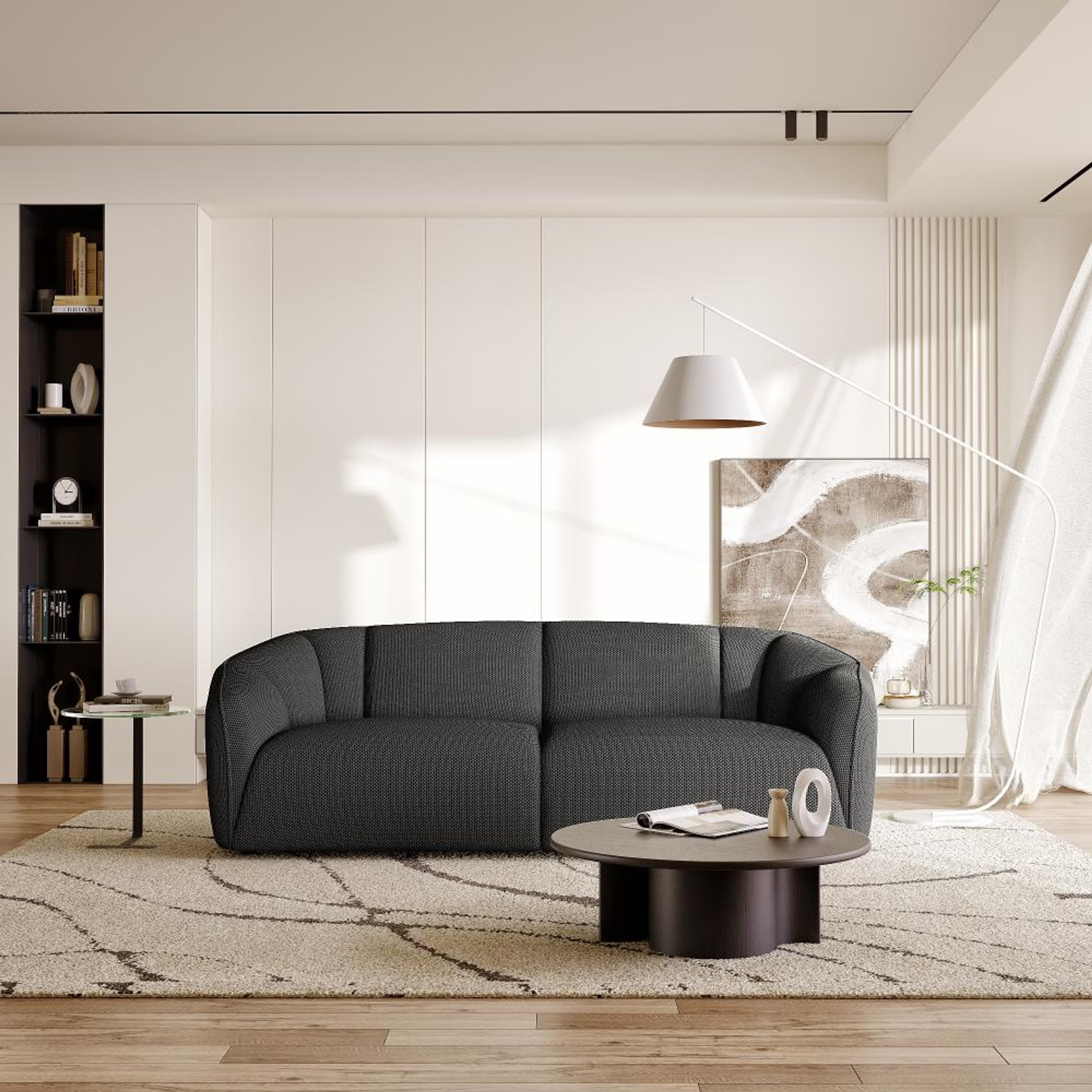Wakefit Gozo Sofa - Three Seater Regular, Three Seater, Grey