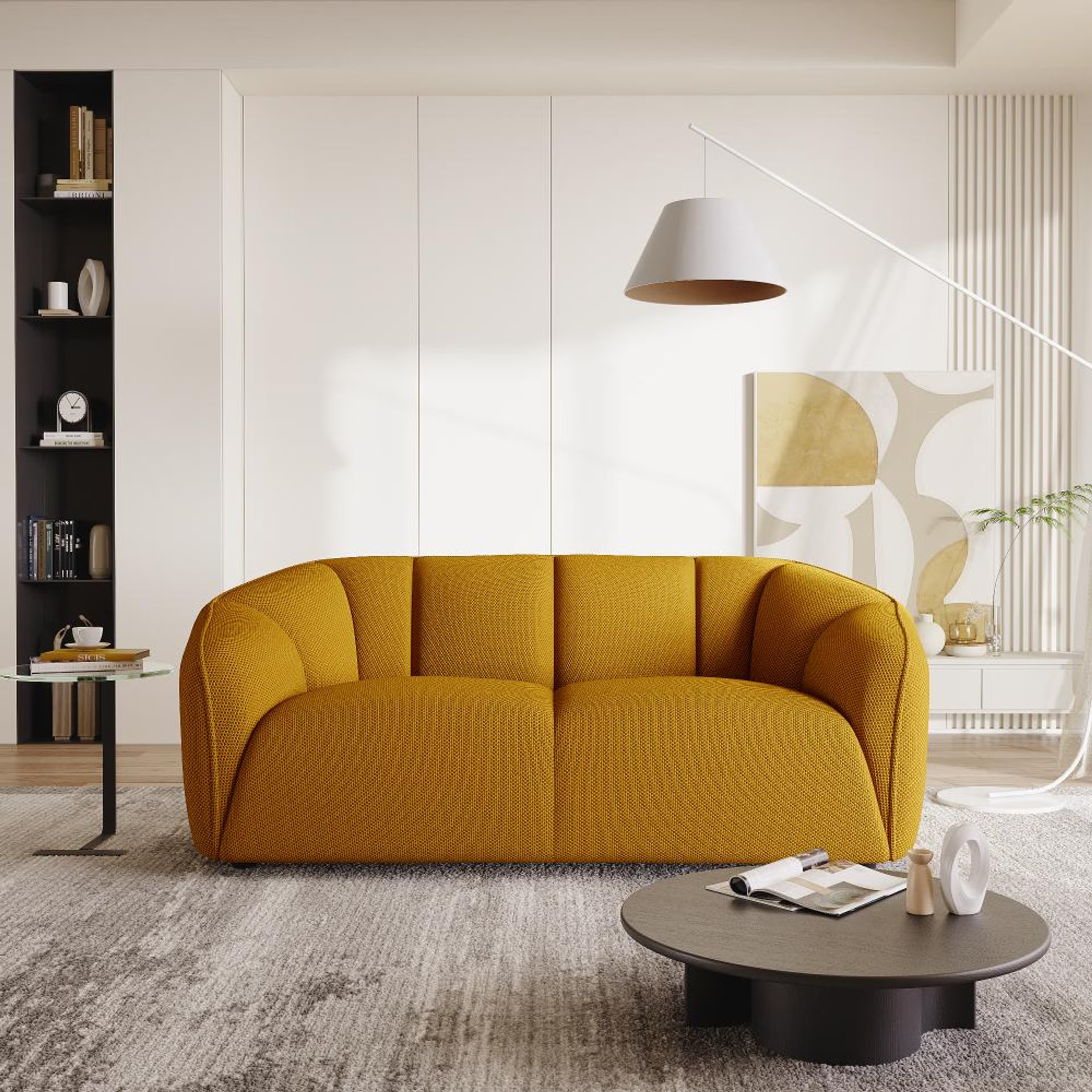 Wakefit Gozo Sofa - Two Seater Regular, Two Seater, Yellow