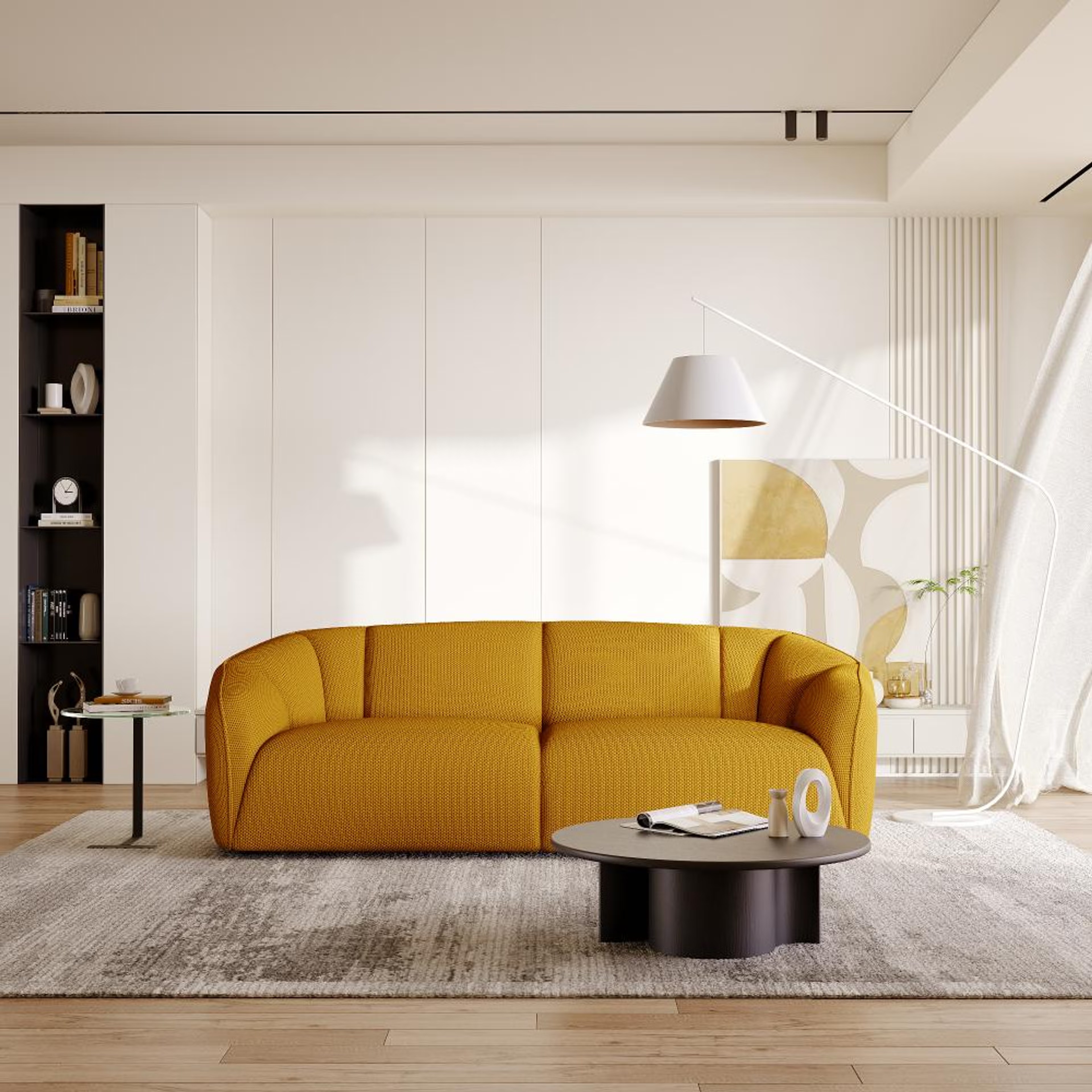 Wakefit Gozo Sofa - Three Seater Regular, Three Seater, Yellow