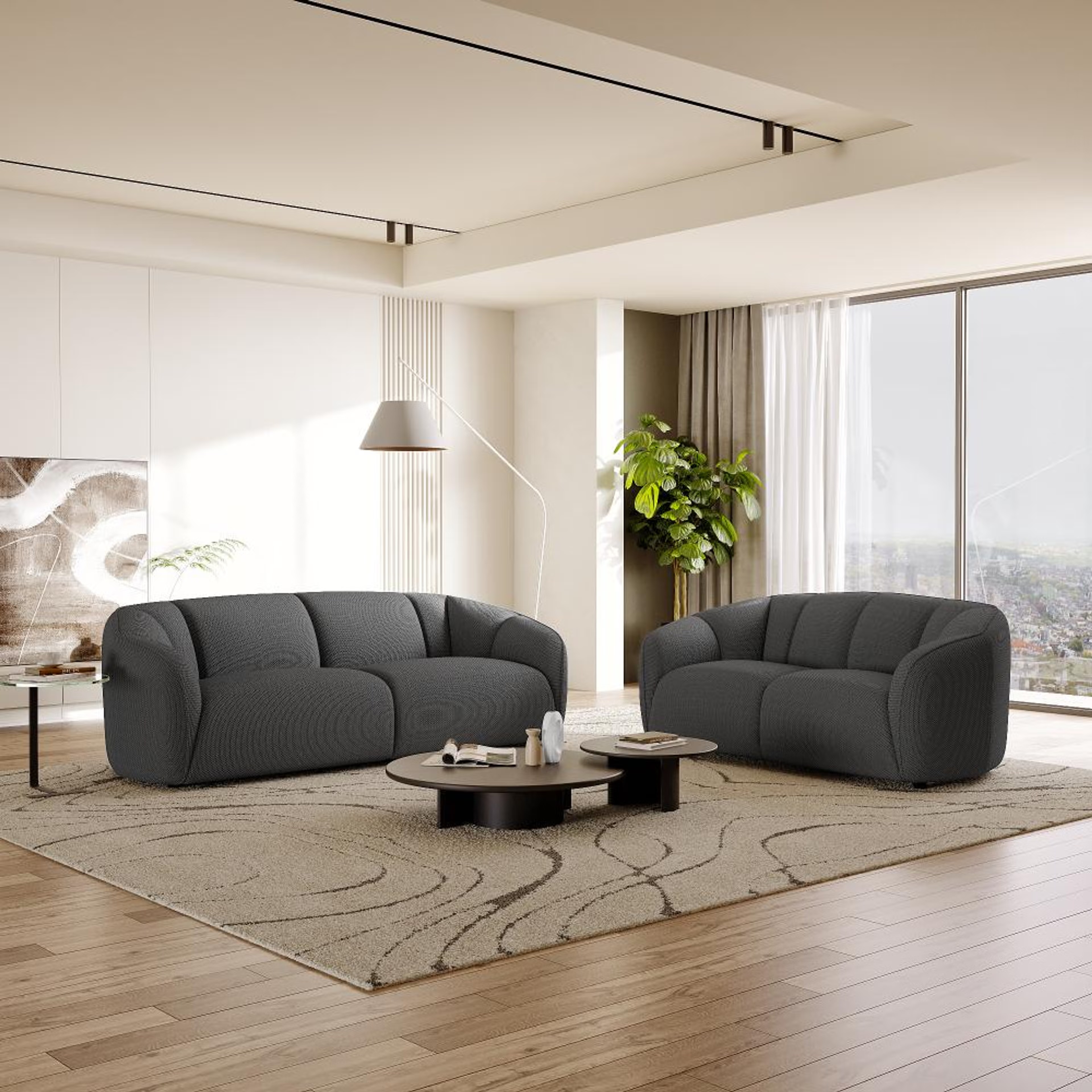 Wakefit Gozo Sofa Set (3+2) Seater Regular, Set (3+2), Grey