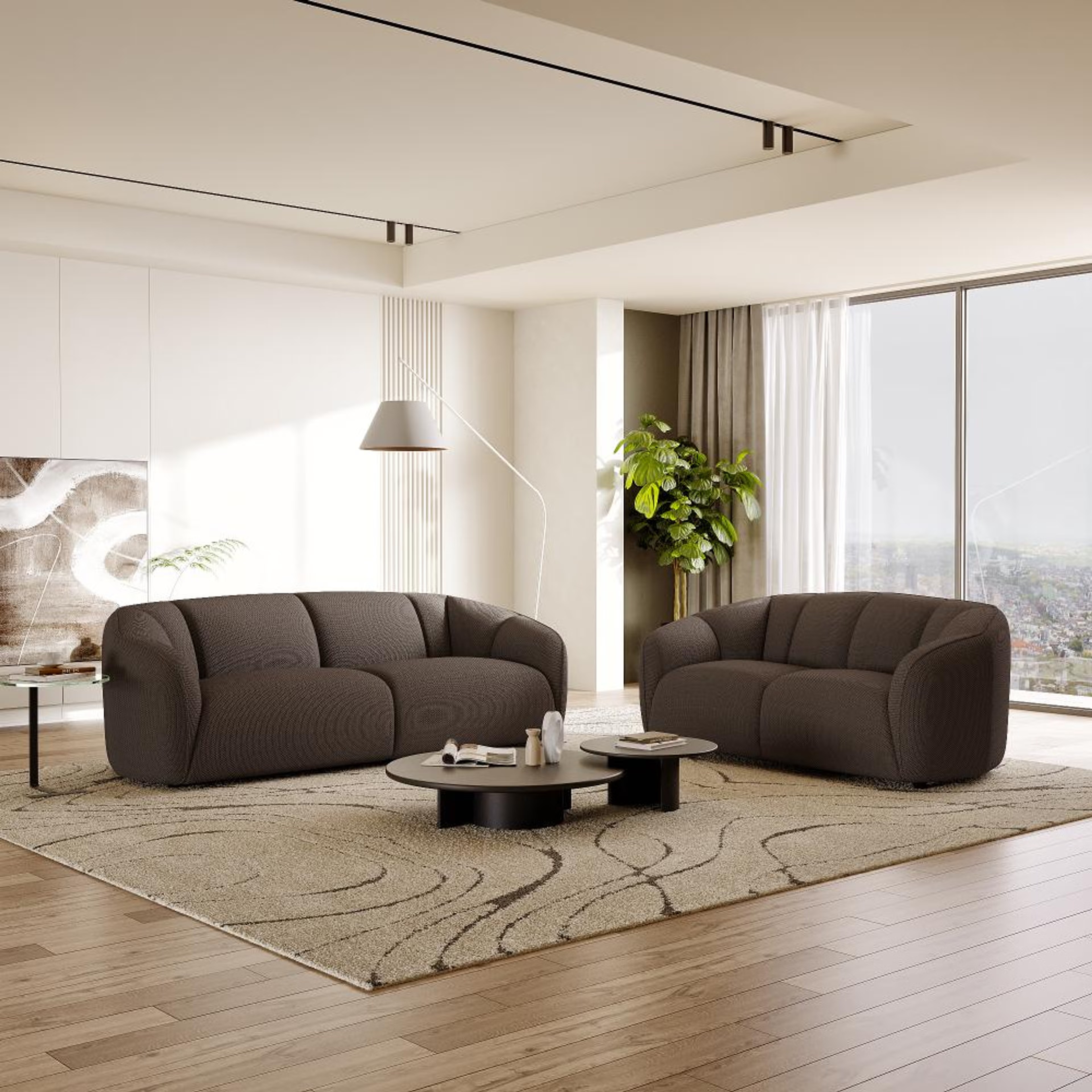 Home 28 Wakefit Gozo Sofa Set (3+2) Seater Regular, Set (3+2), Brown