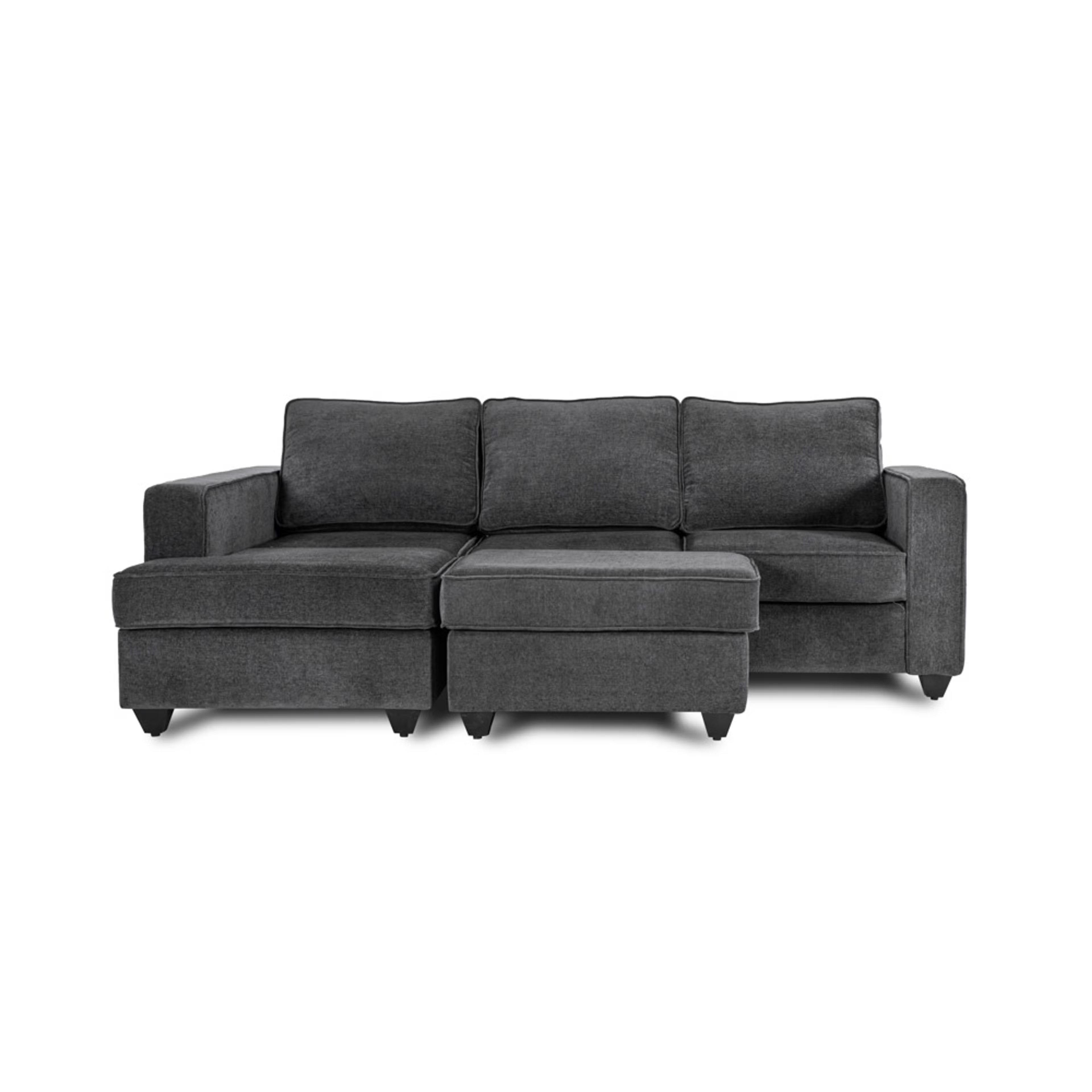 Home 45 Wakefit Napper L Shape Sofa Set (2 Seater + Left Aligned Chaise) with Ottoman Sectional, Without Storage, 2 + Left Aligned Chaise with Ottoman, Smoke Grey