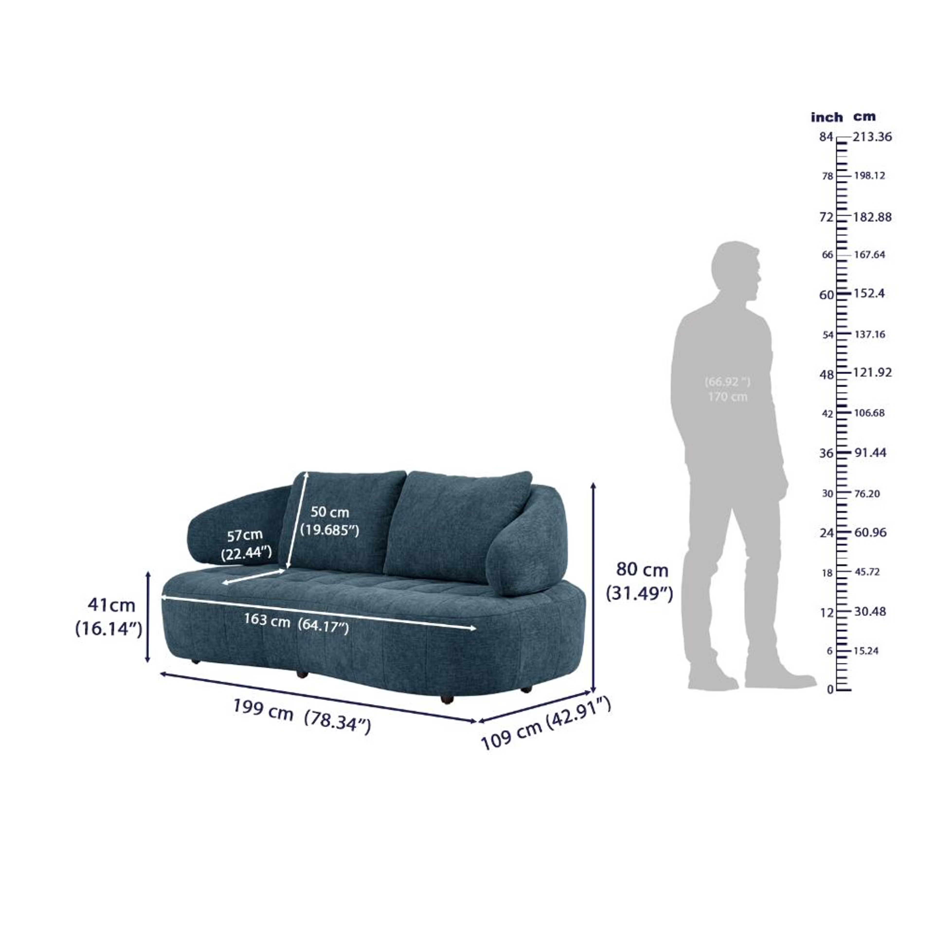 Wakefit Samos Sofa - Two Seater Regular, Two Seater, Blue 10 Wakefit Samos Sofa - Two Seater Regular, Two Seater, Blue