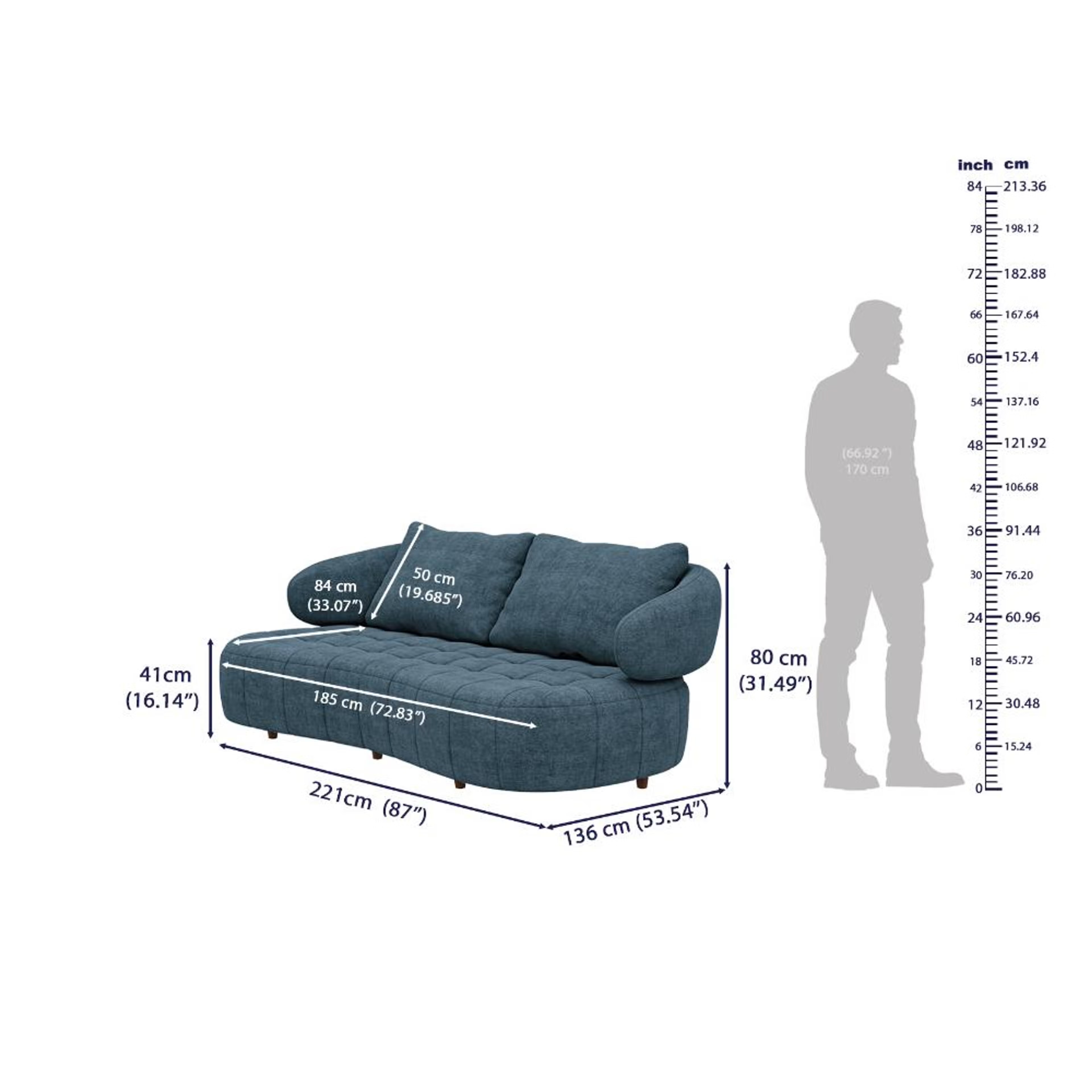 Wakefit Samos Sofa - Three Seater Regular, Three Seater, Blue 11 Wakefit Samos Sofa - Three Seater Regular, Three Seater, Blue