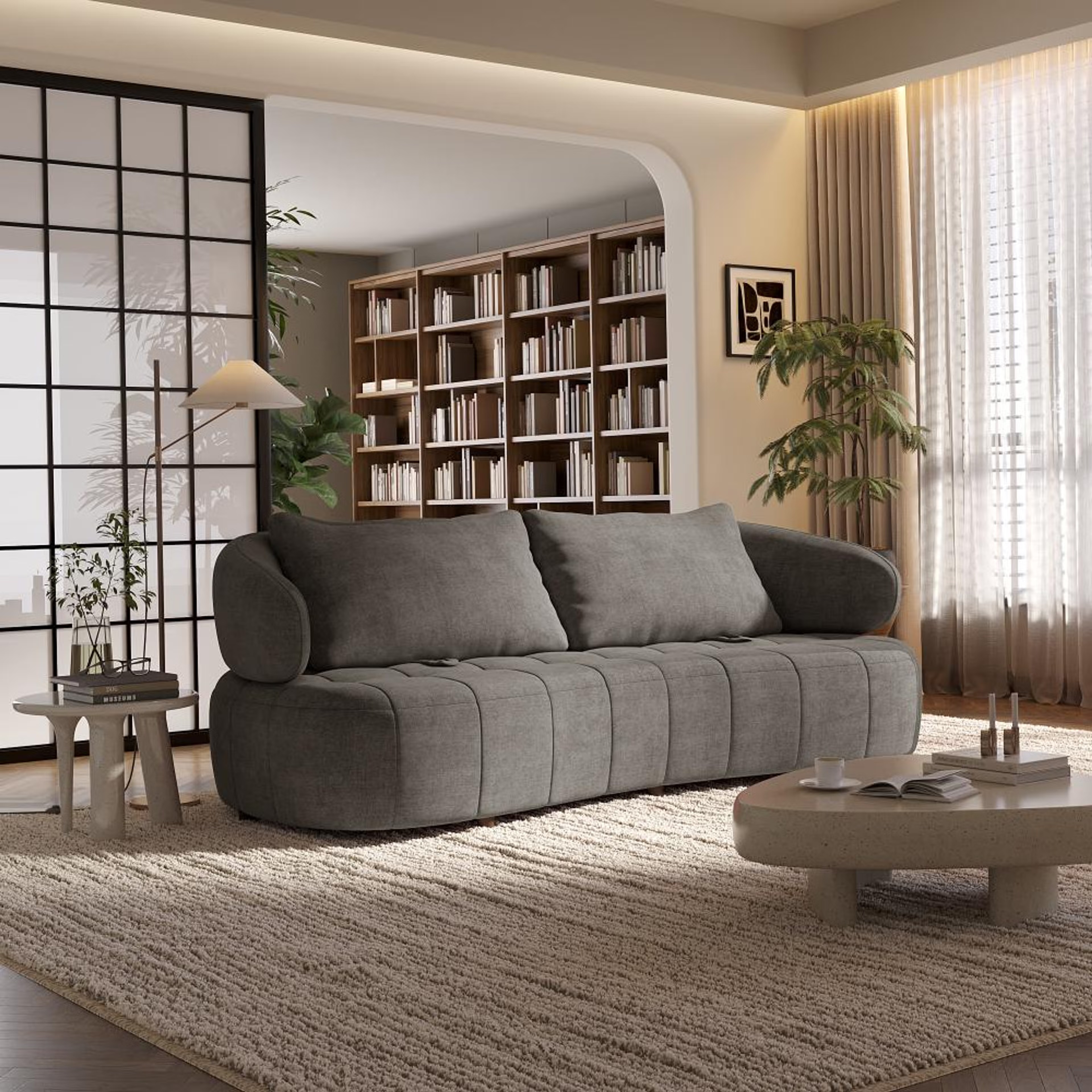 Wakefit Samos Sofa - Three Seater Regular, Three Seater, Grey