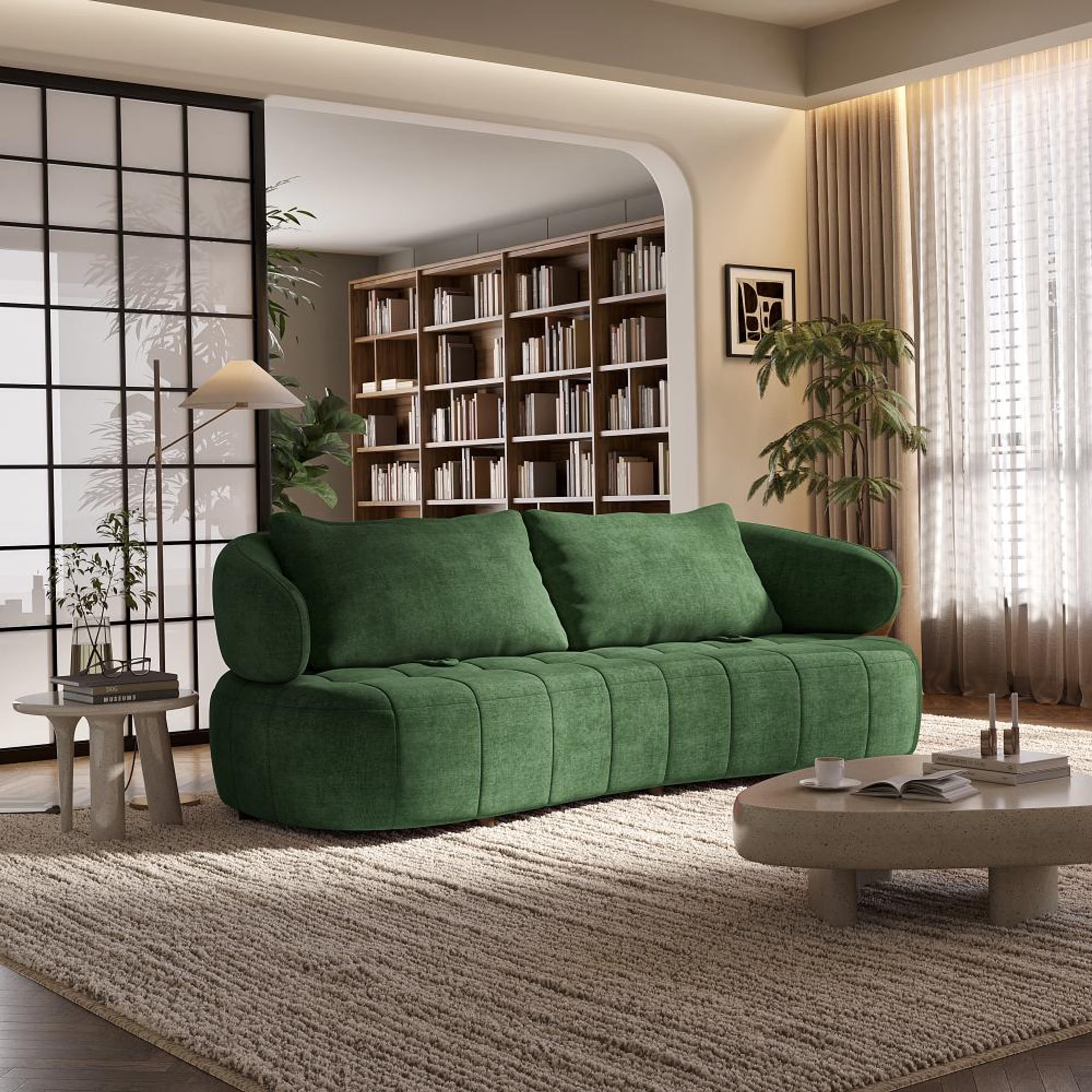 Wakefit Samos Sofa - Three Seater Regular, Three Seater, Green