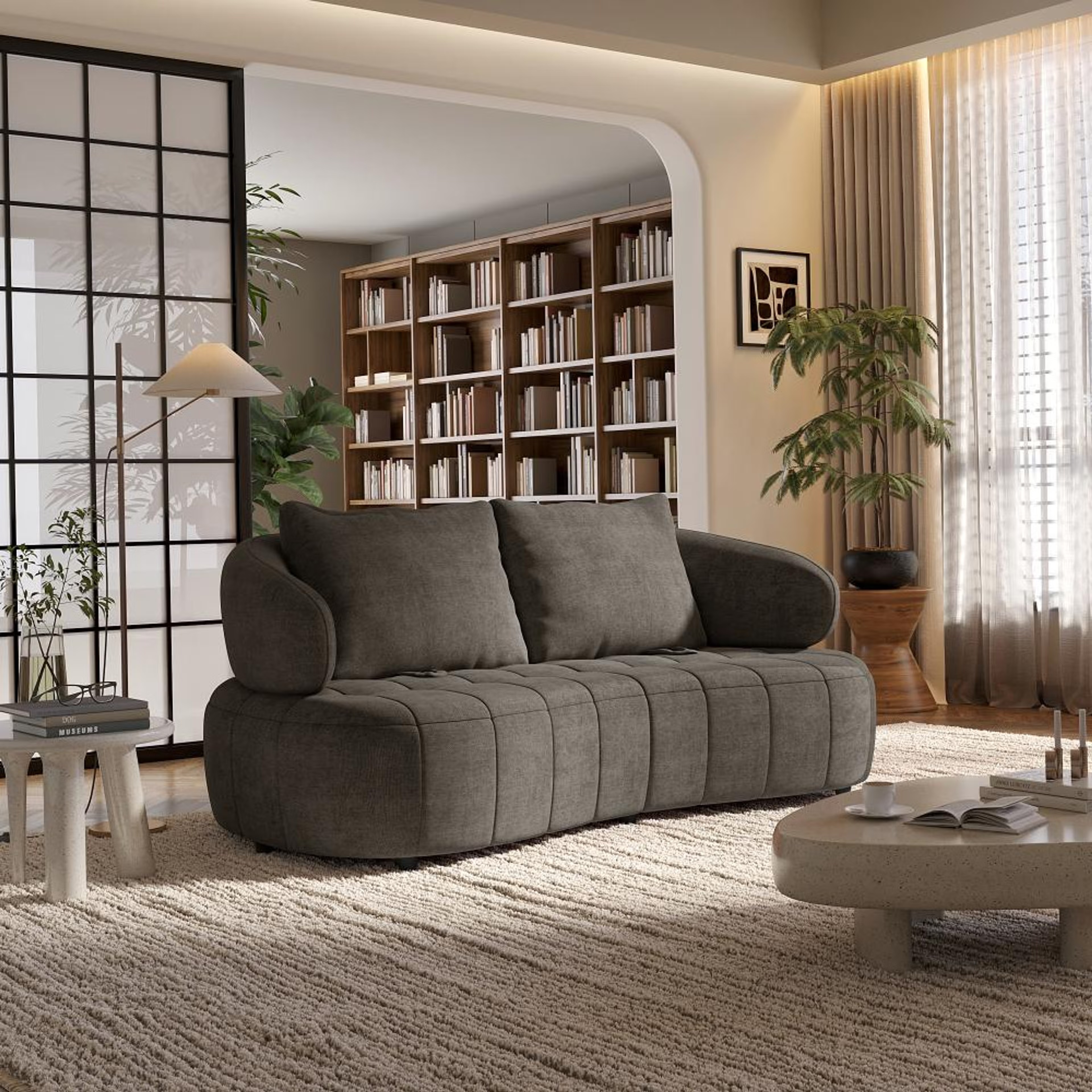 Wakefit Samos Sofa - Two Seater Regular, Two Seater, Brown
