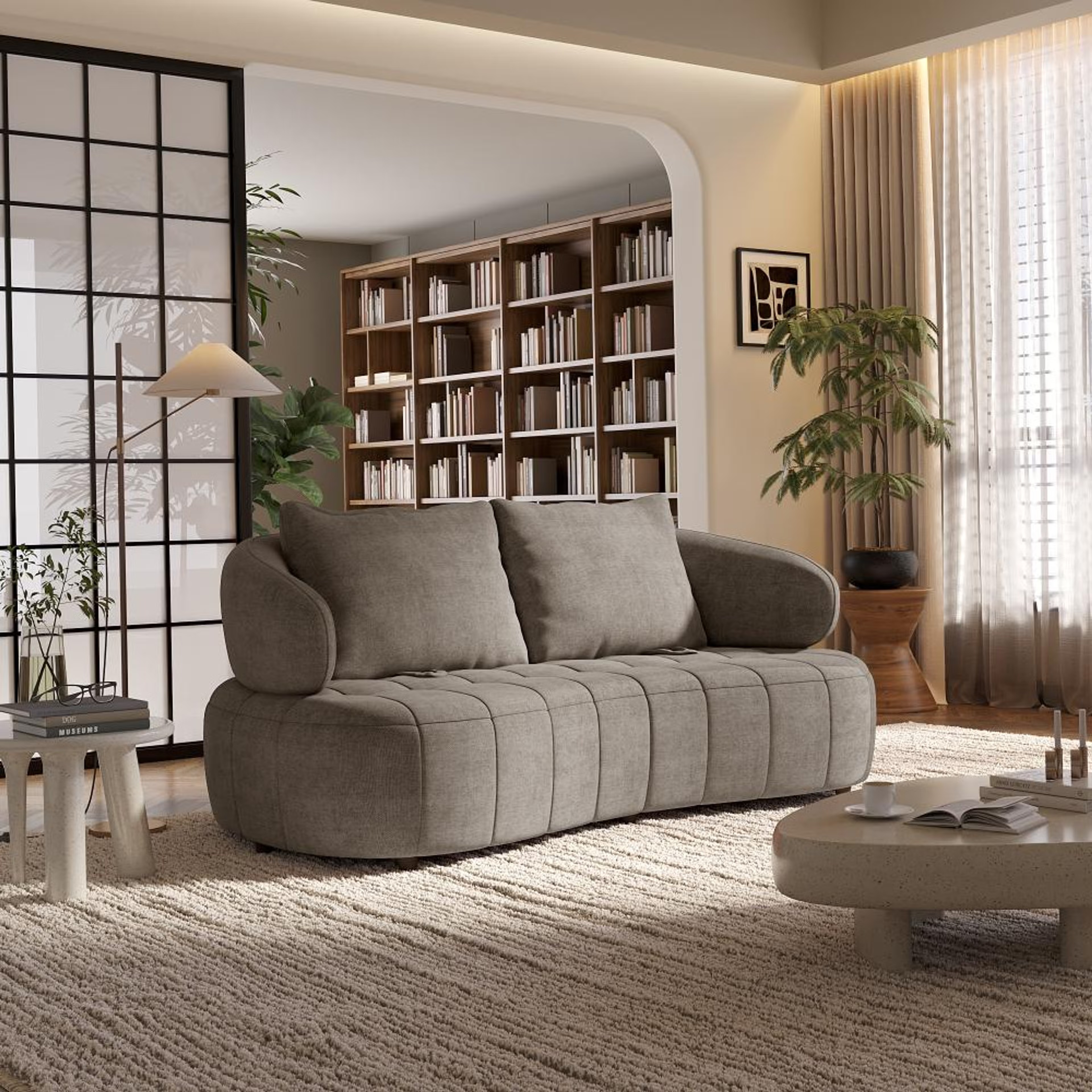 Wakefit Samos Sofa - Two Seater Regular, Two Seater, Taupe