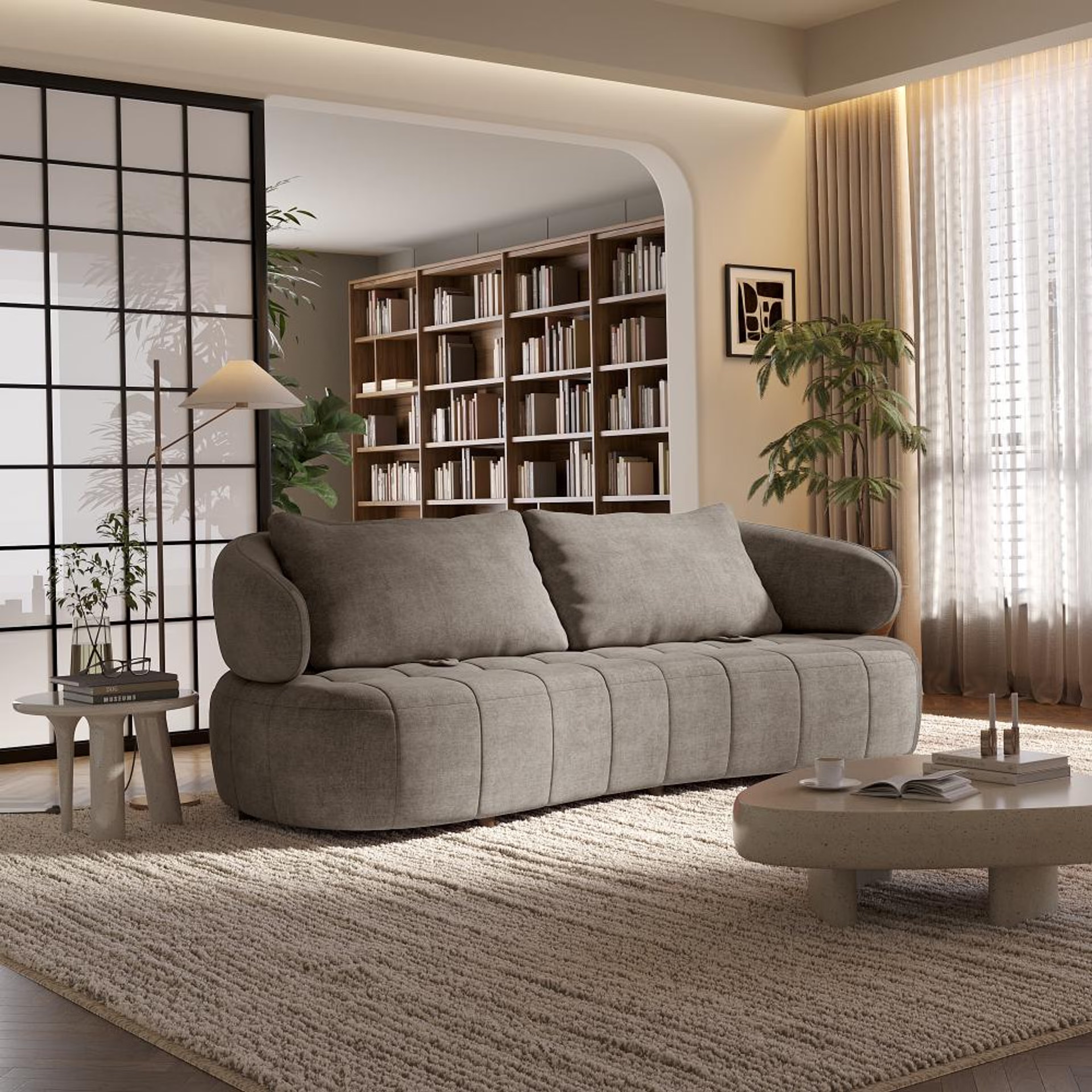 Home 33 Wakefit Samos Sofa - Three Seater Regular, Three Seater, Taupe