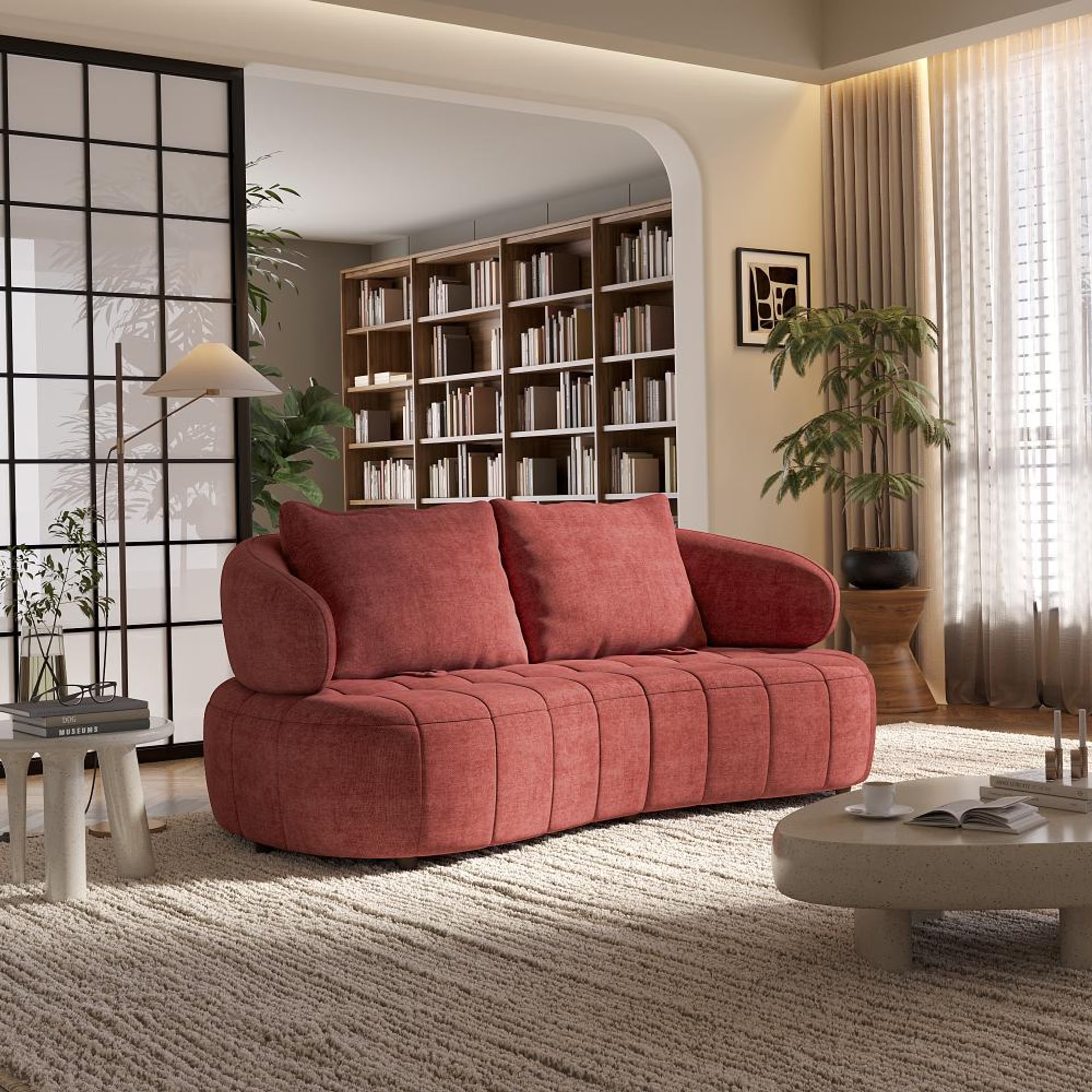 Wakefit Samos Sofa - Two Seater Regular, Two Seater, Maroon